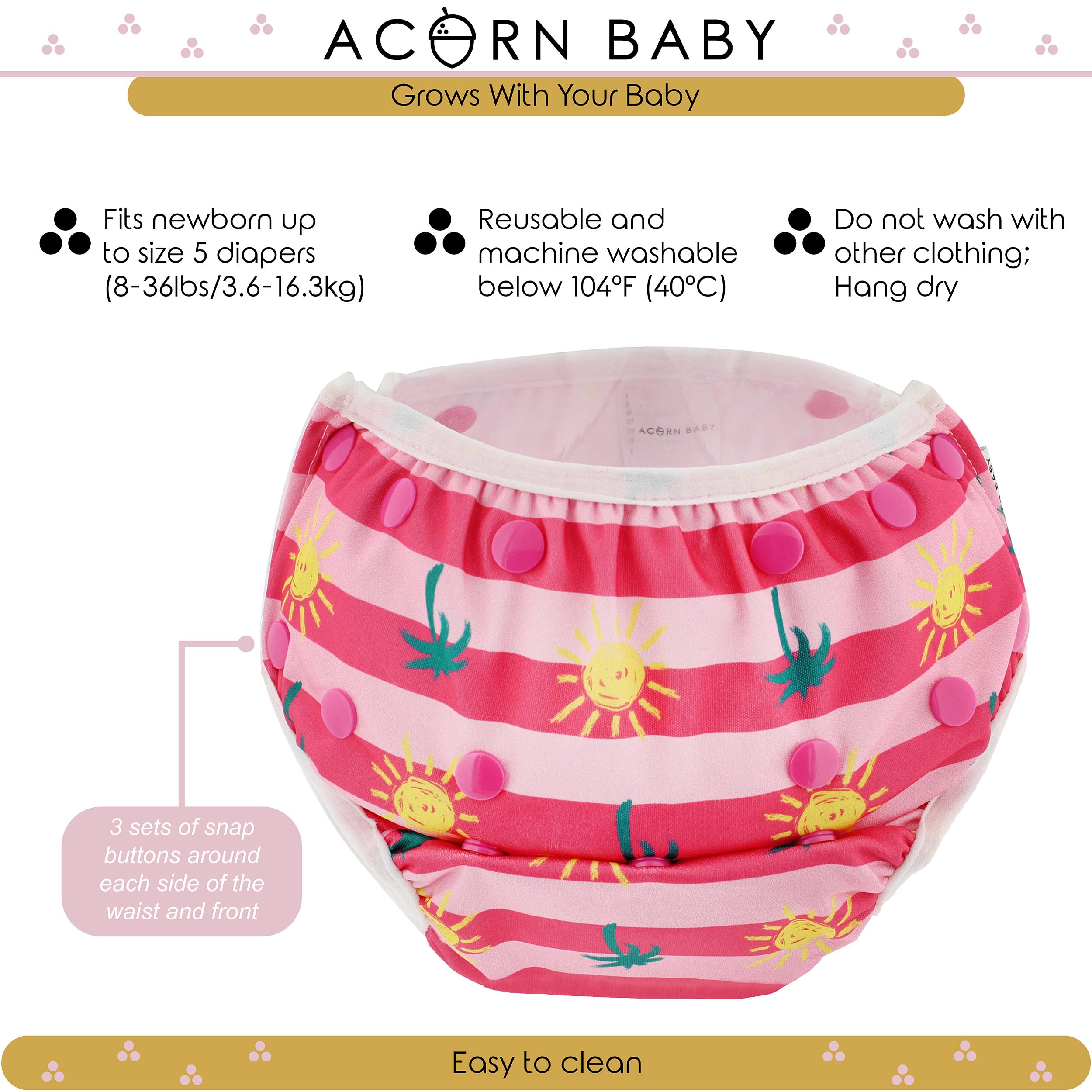 Pink Striped Swim Diaper for Toddlers 0-5 - Reusable for Pool & Beach
