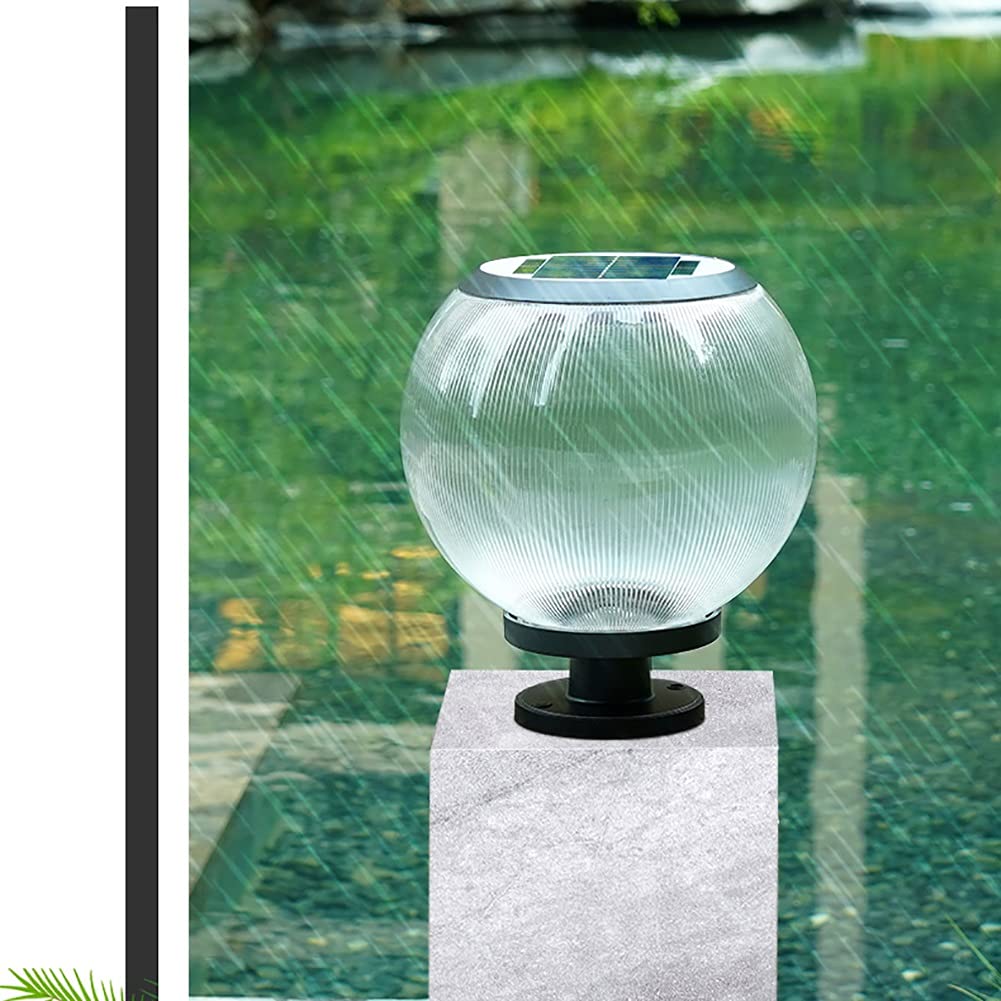 Solar Post Cap Lights Outdoor - 25cm Ball Shaped Waterproof LED Deck Lighting, Garden Pillar Lamp & Pathway Lights for Landscape, Patio, Driveway (Solar Powered) - Perfect for Backyard, Walkway, and Porch Decor