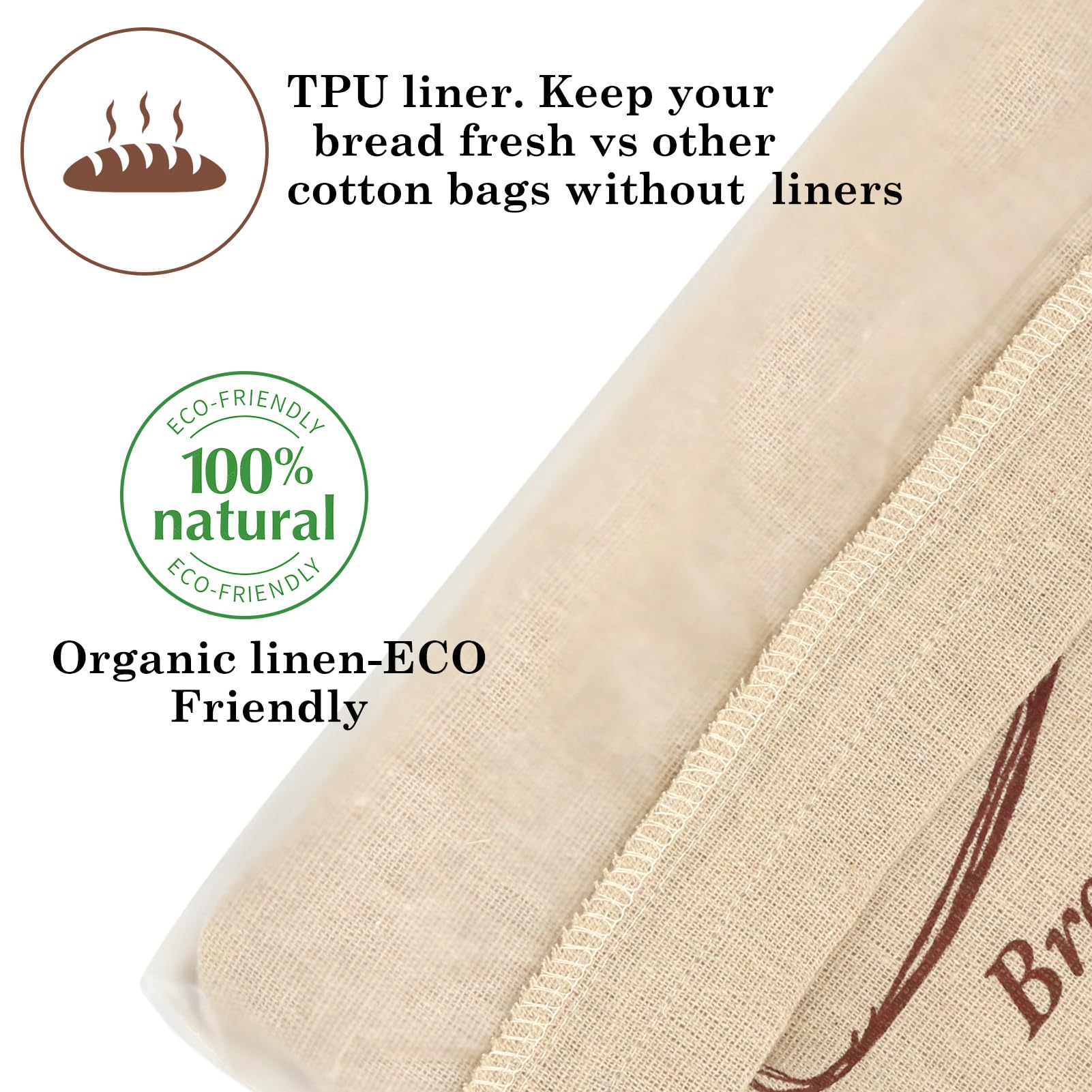 2-Pack Reusable Linen Bread Bags for Homemade Sourdough | Durable Bread Storage with Plastic Liner | Perfect Gift for Home Bakers (12
