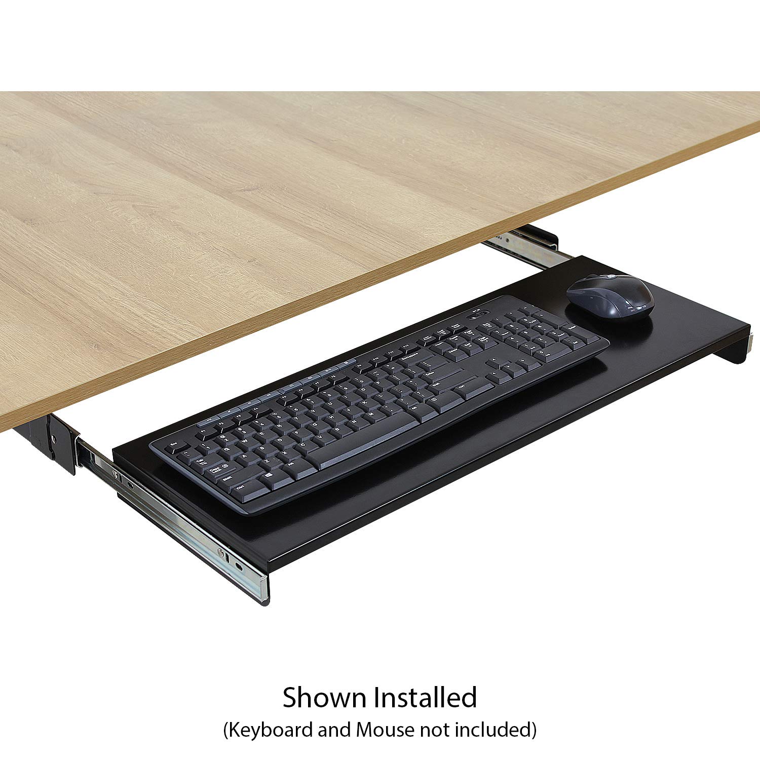 BenchPro Heavy Duty 16-Gauge Powder Coated Steel Under Desk Keyboard Tray with Slide-Out Large Mouse Platform - 9
