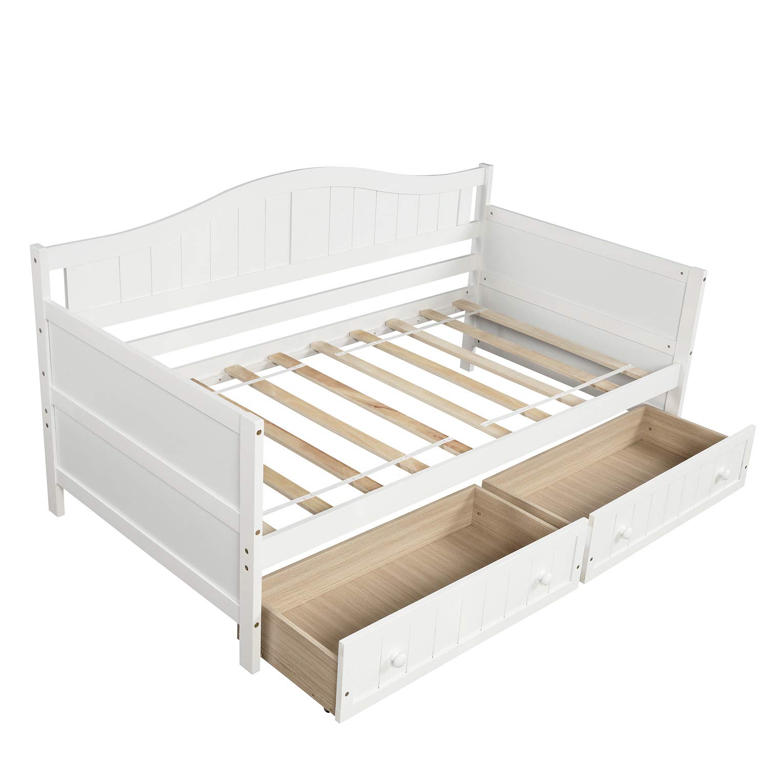 Harper & Bright Designs Twin Daybed with Storage Drawers - Wooden Twin Bed Frame with 3 Drawers, Convertible Sofa Bed for Small Spaces, Guest Room & Dorm - No Box Spring Needed, White - Perfect for Sleepovers, Studio Apartments & Multi-Functional Living Rooms