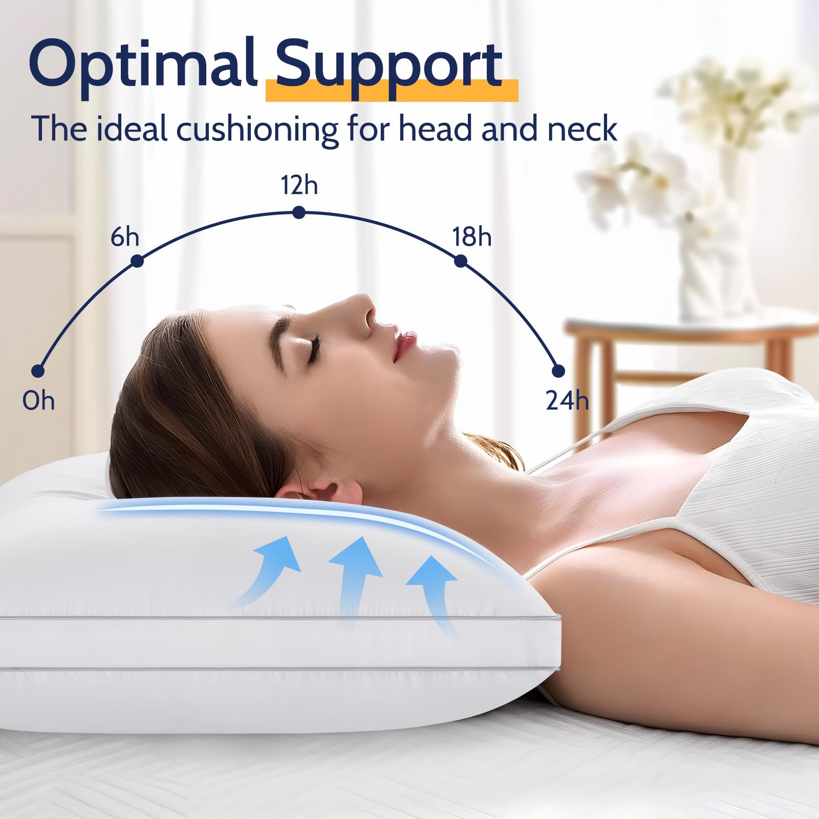 King Size Pillows Set of 2 - Luxury Hotel Quality Bed Pillows for Back, Stomach & Side Sleepers - Soft Down Alternative Support - Machine Washable - Perfect for Home, Hotel & Guest Room Comfort