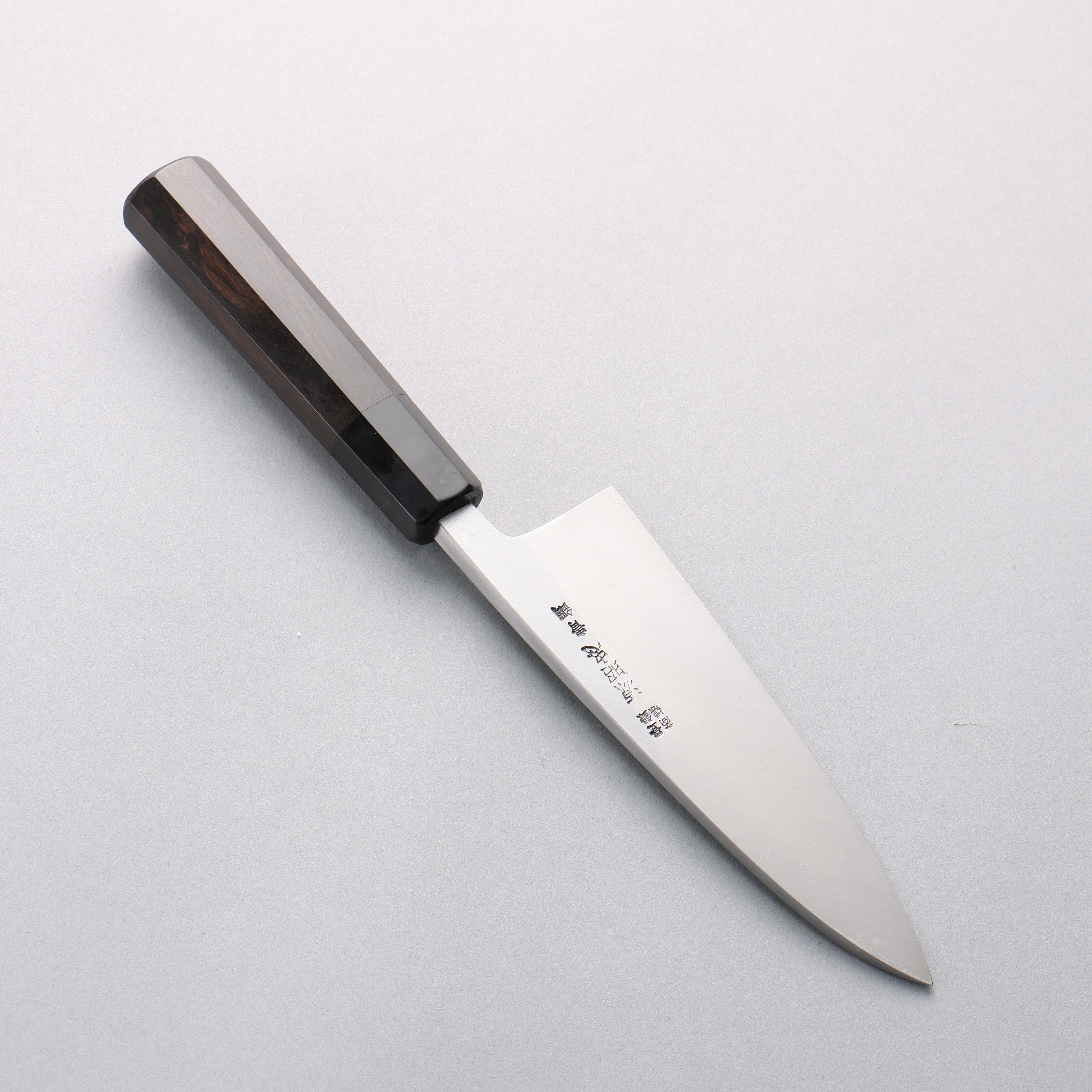Premium Japanese Minamoto Akitada Blue Steel No.2 Aideba 150mm Knife - Ebony Wood Handle with Black Water Buffalo Horn Ferrule - Perfect for Sushi, Sashimi & Precision Kitchen Tasks