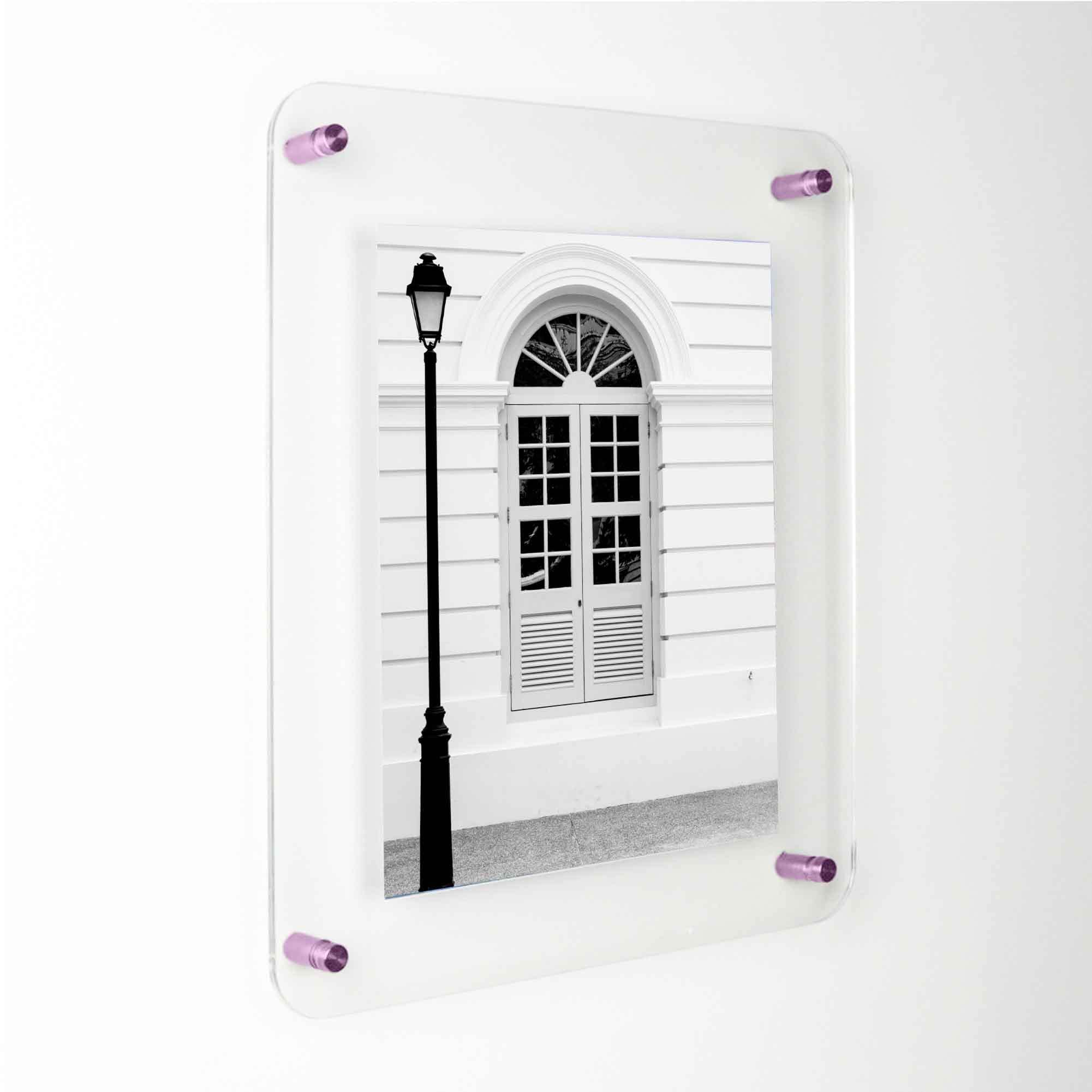 12x16 Floating Acrylic Picture Frame - Light Pink Frameless Wall Mount with Standoff Hardware - Clear 16x20 Inch Photo Display - Perfect for Home Decor, Gallery Walls & Office Art Displays