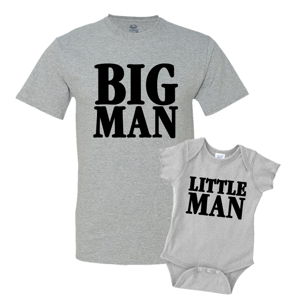Big Man & Little Man Dad and Me Matching T-Shirt & Bodysuit Set - Father and Son Outfits for Family Photos, Holidays & Special Occasions