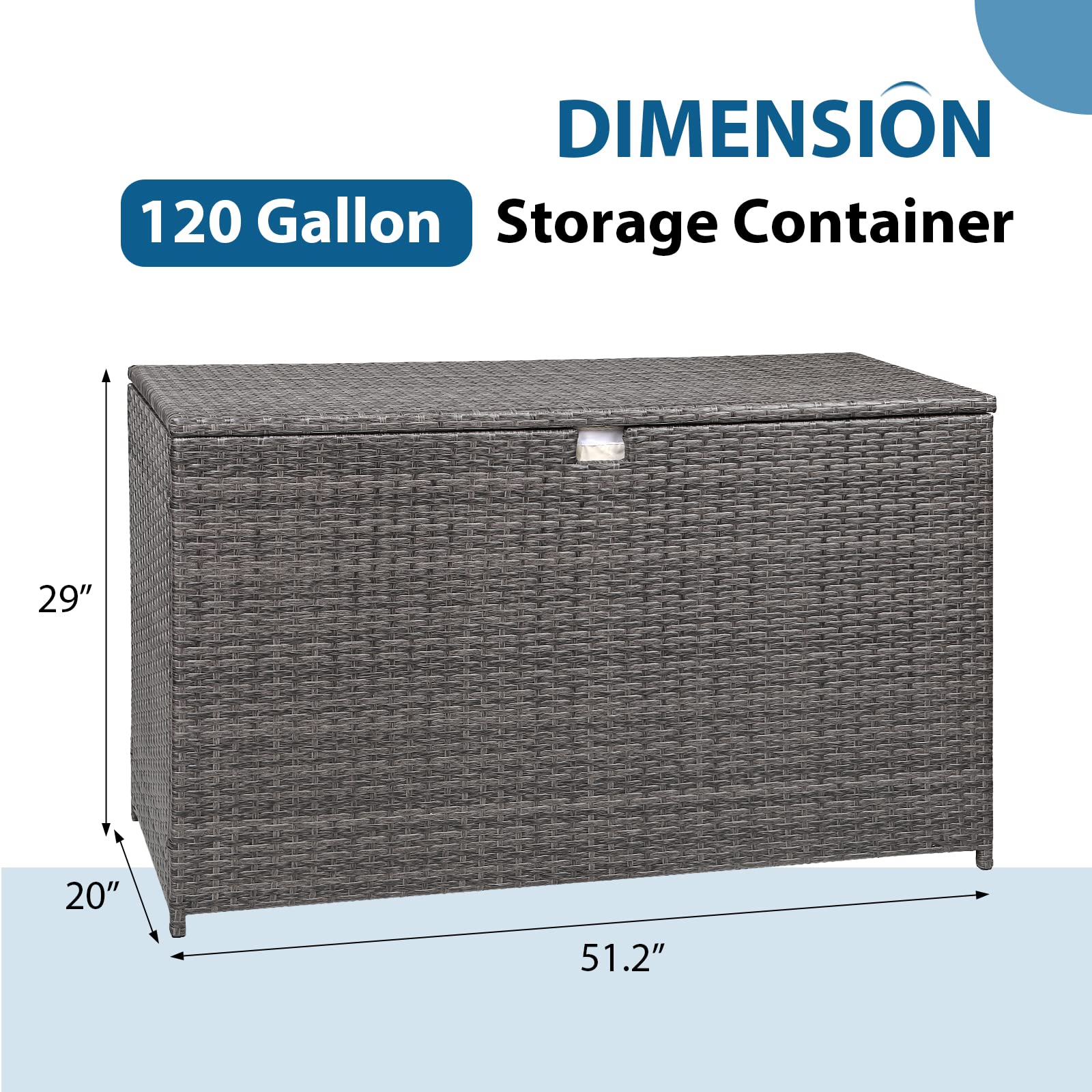 JOIVI 120 Gallon Waterproof Outdoor Patio Storage Box - Large Wicker Deck Box for Cushions, Garden Tools & Pool Toys - Weatherproof Gray Storage Bin for Backyard, Garden & Poolside Organization