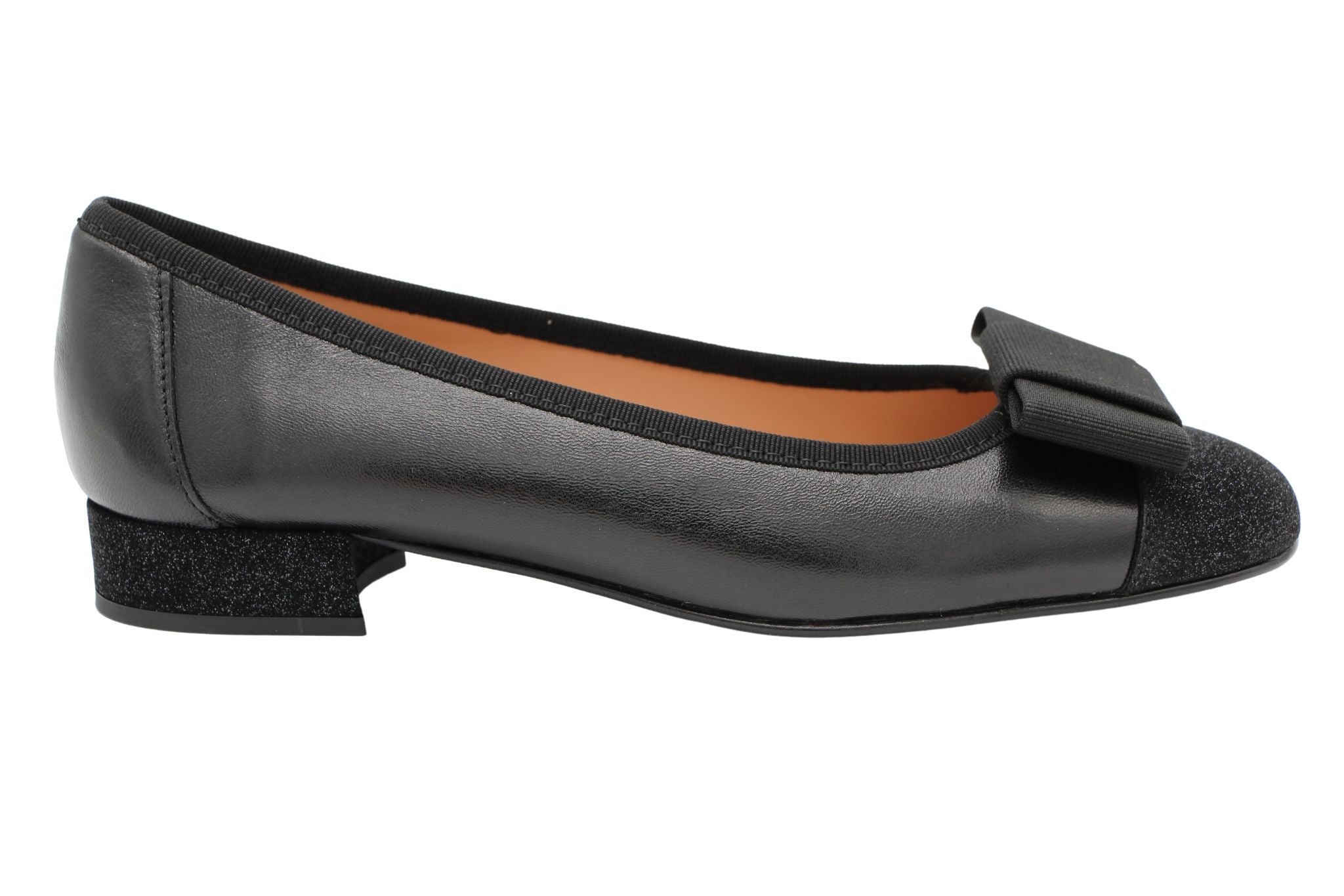 Fabucci Women's Black Leather Ballet Flats with Bow - Comfortable Slip-On Shoes for Work, Travel & Casual Wear