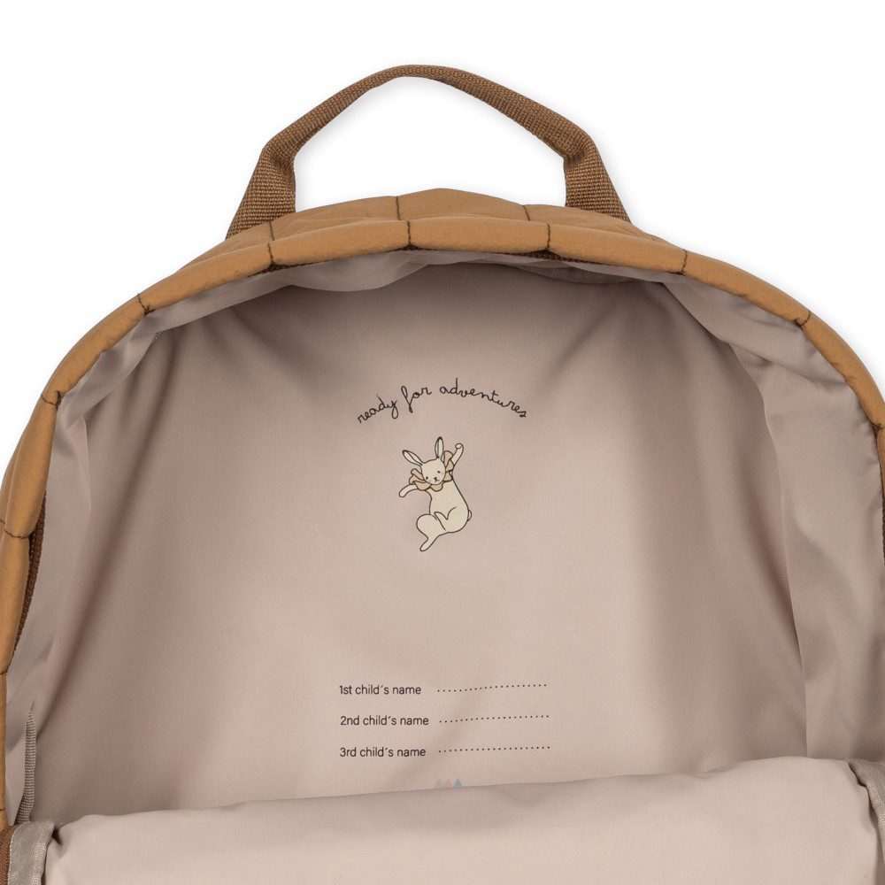 KONGES SLØJD Kids Juno Quilted Backpack - Midi Size, Tobacco Brown | Stylish & Durable School Bag for Boys & Girls, Perfect for Preschool, Kindergarten & Travel