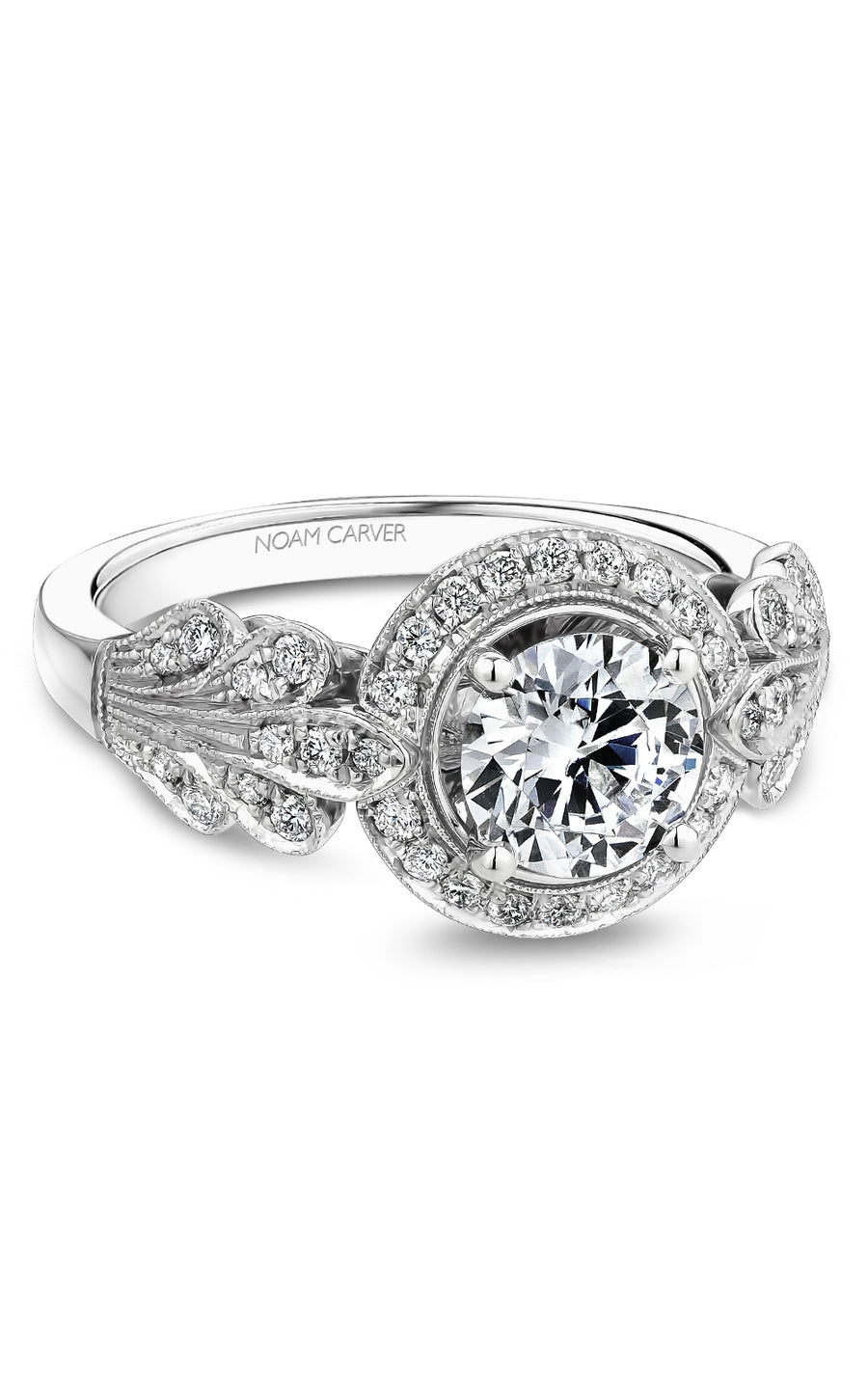 Noam Carver B517 01A Bridal Engagement Ring - 14K White Gold Diamond Wedding Band for Women, Perfect for Proposals, Anniversaries & Romantic Occasions