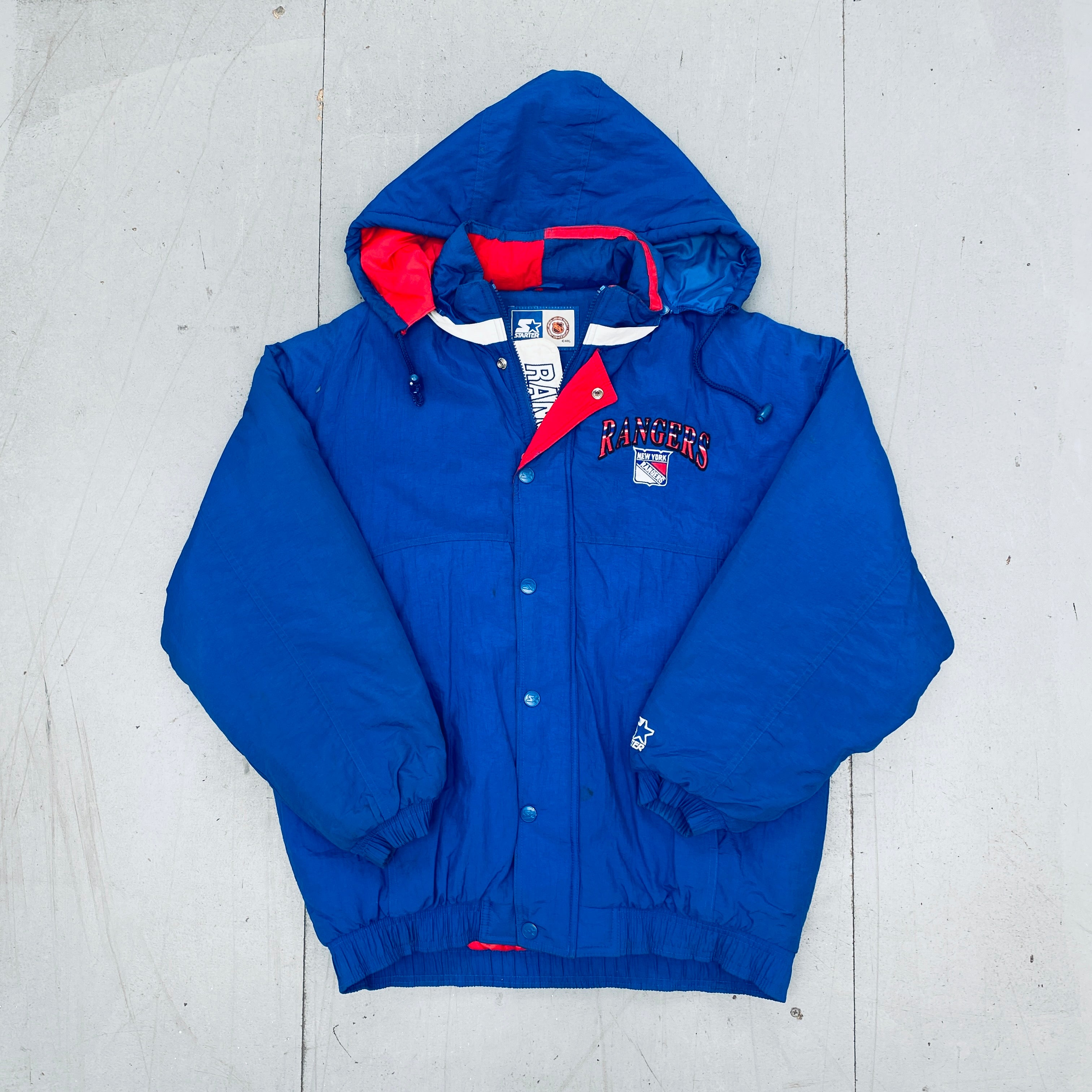 New York Rangers 1990s Vintage Full-Zip Starter Jacket for Men - Perfect for Hockey Games, Retro Sports Fashion & Cold Weather Outerwear