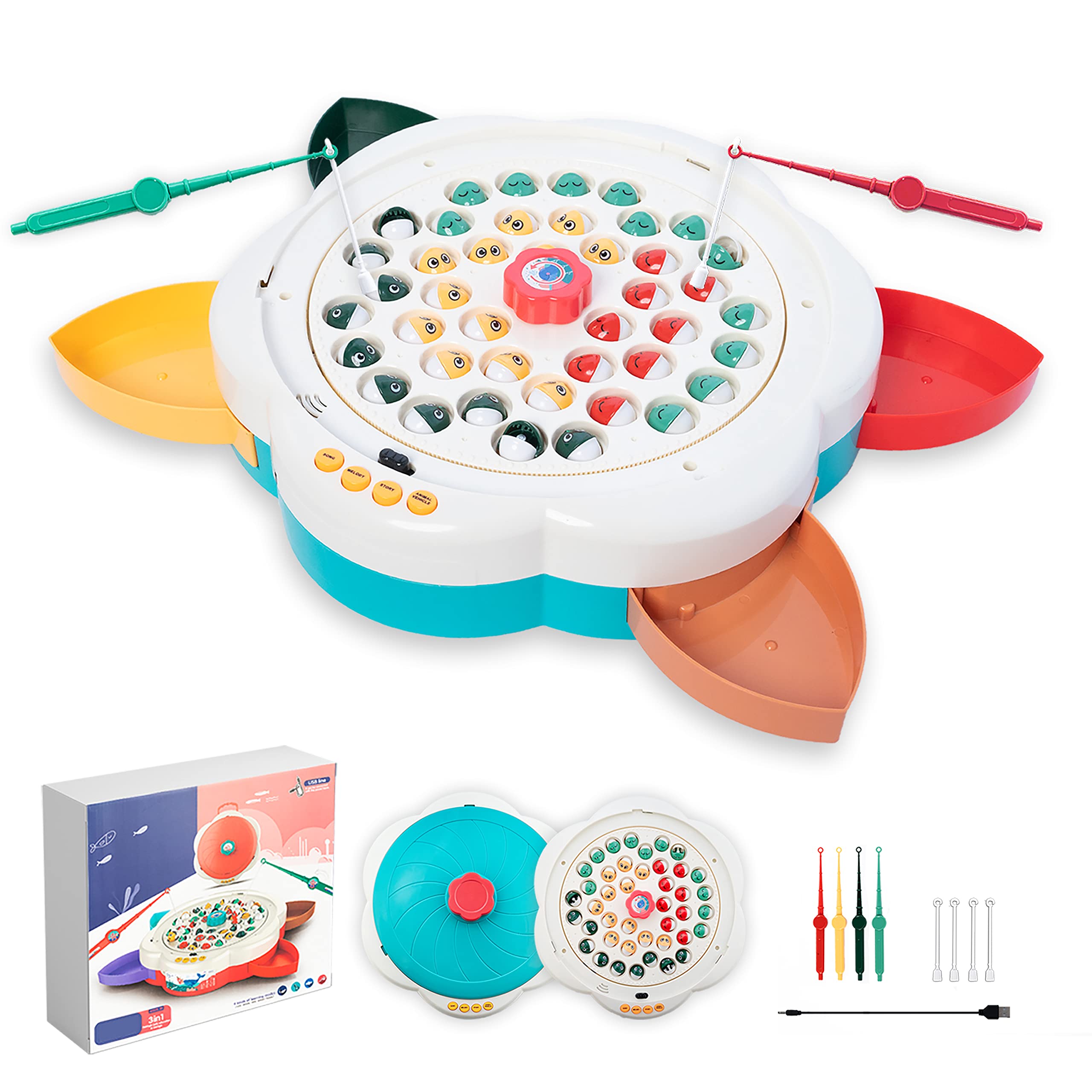 LLyang Educational Fishing Game Toy for Kids - Interactive Toddler Toy with Music, Story & Animal Sounds, Counting & Balance Learning - Perfect Birthday Gift for Boys & Girls (Green) - Fun Indoor Activity for Preschoolers & Family Game Night