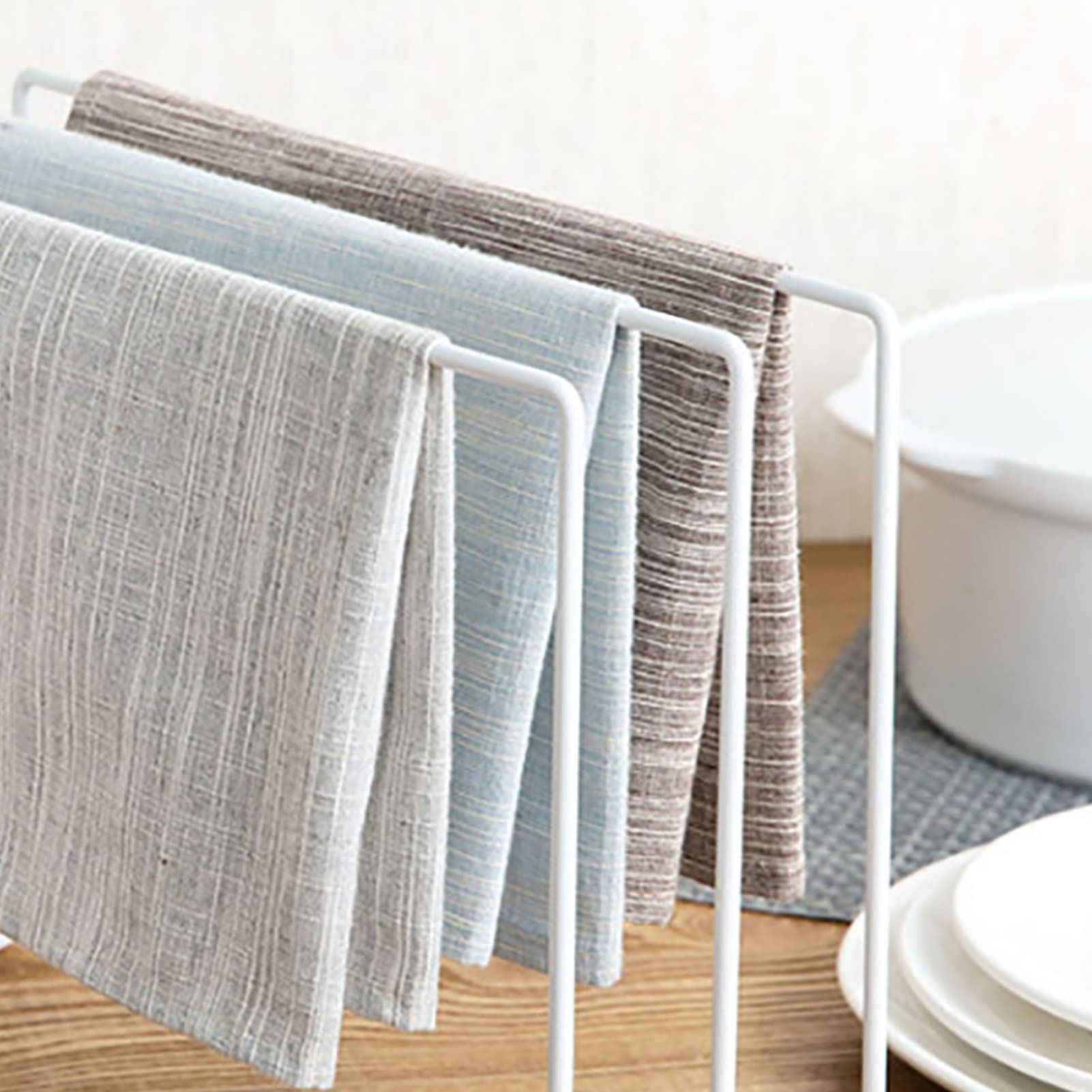 Stainless Steel Dishcloth Drying Rack for Kitchen Countertop - Foldable Sink Tray & Towel Holder - Compact Storage Organizer for Dish Cloths, Rags & Hand Towels (White) | Perfect for Small Kitchens, Apartments & RVs
