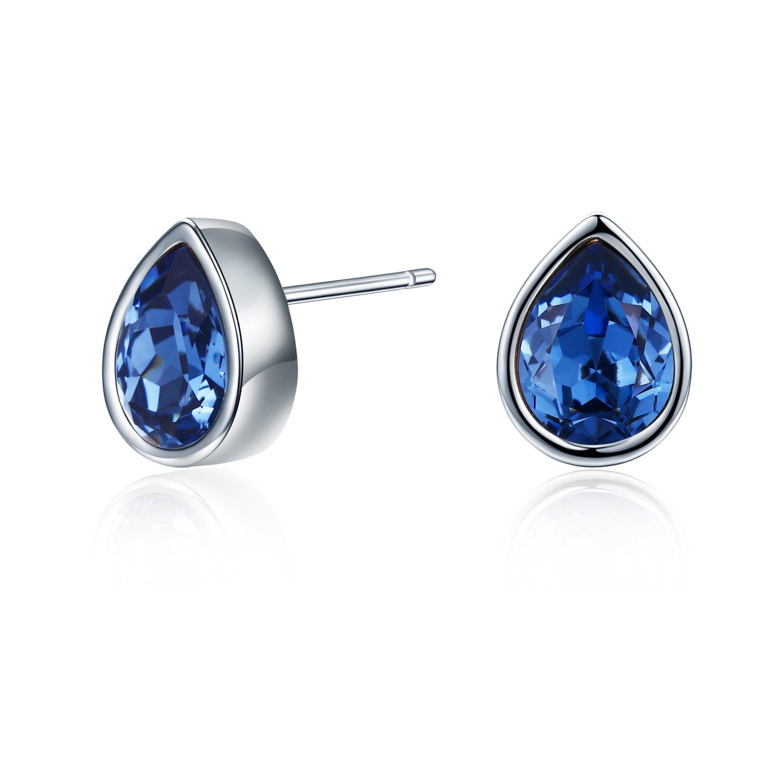 Platinum Teardrop Stud Earrings with Austrian Crystals for Women - Elegant Party Jewelry