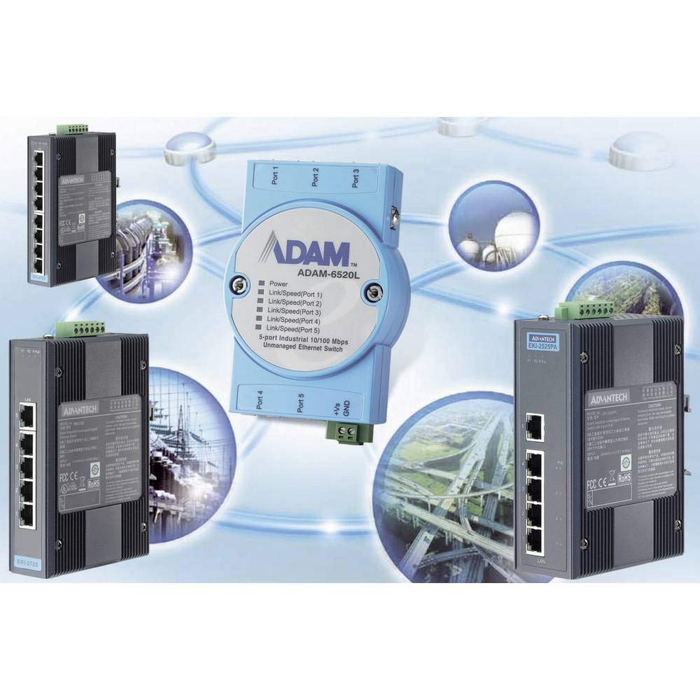 Advantech EKI-2528-BE 8-Port Unmanaged Ethernet Switch for Home Office & Small Business Network Setup