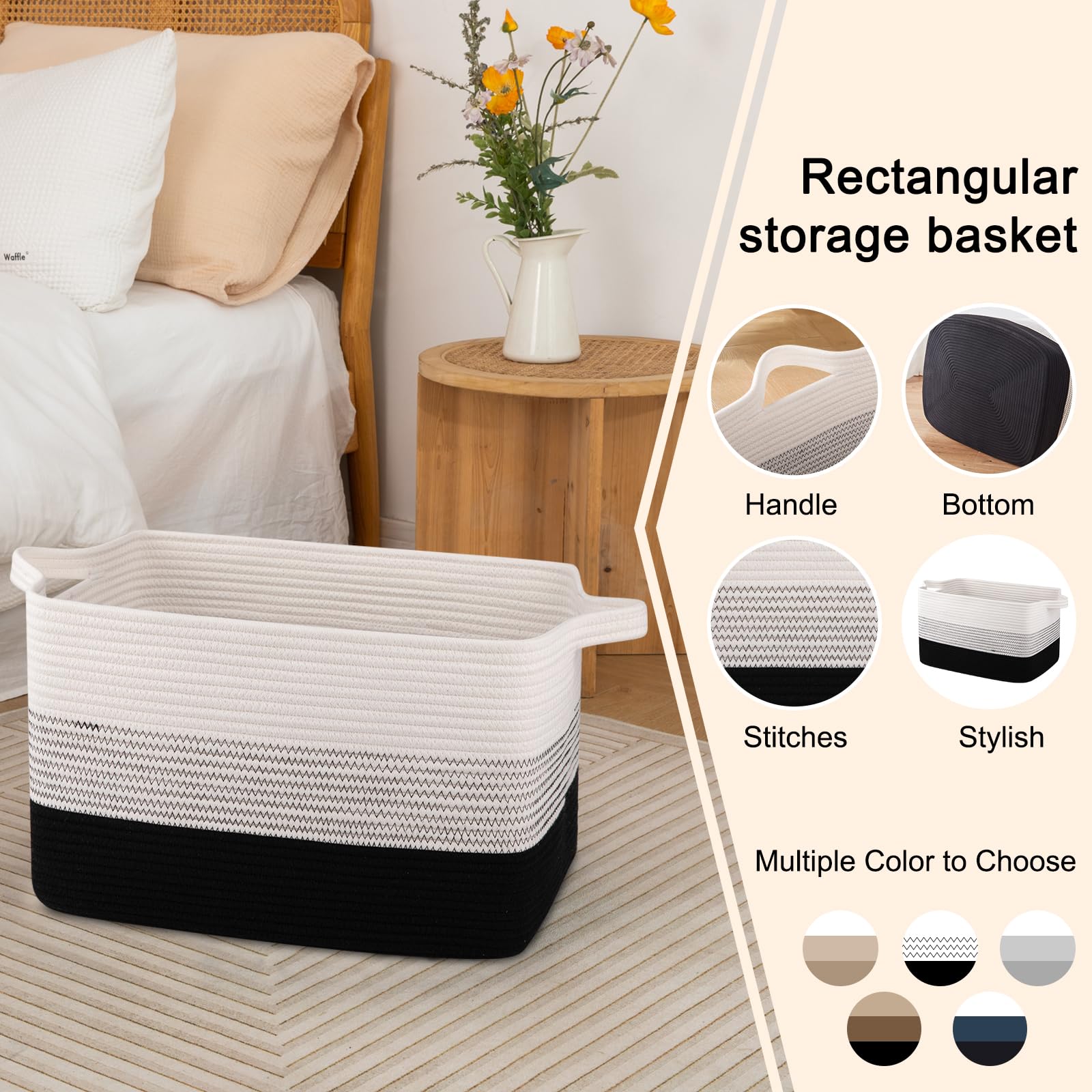 OIAHOMY Cotton Rope Storage Basket - 17.7