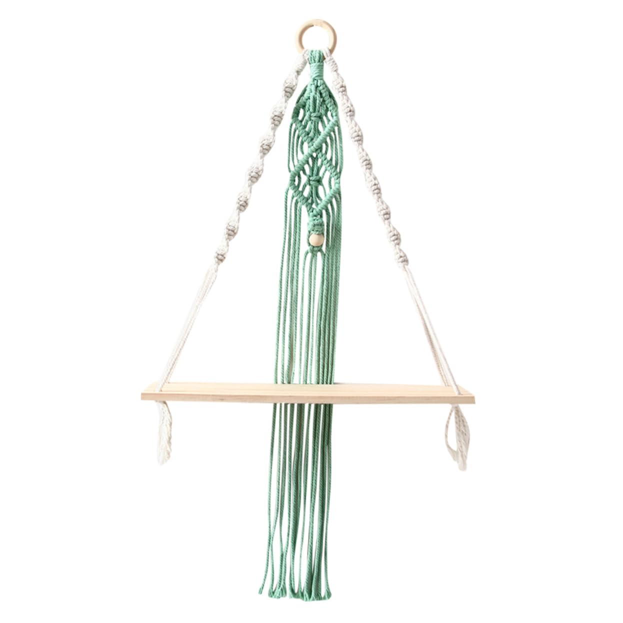 2-Pack Boho Woven Tapestry Wall Hanging Shelf - Natural Wood Macrame Plant Hanger & Storage Rack for Home Decor, Bedroom, Living Room, Office - Perfect for Indoor Plants, Books & Decorative Items