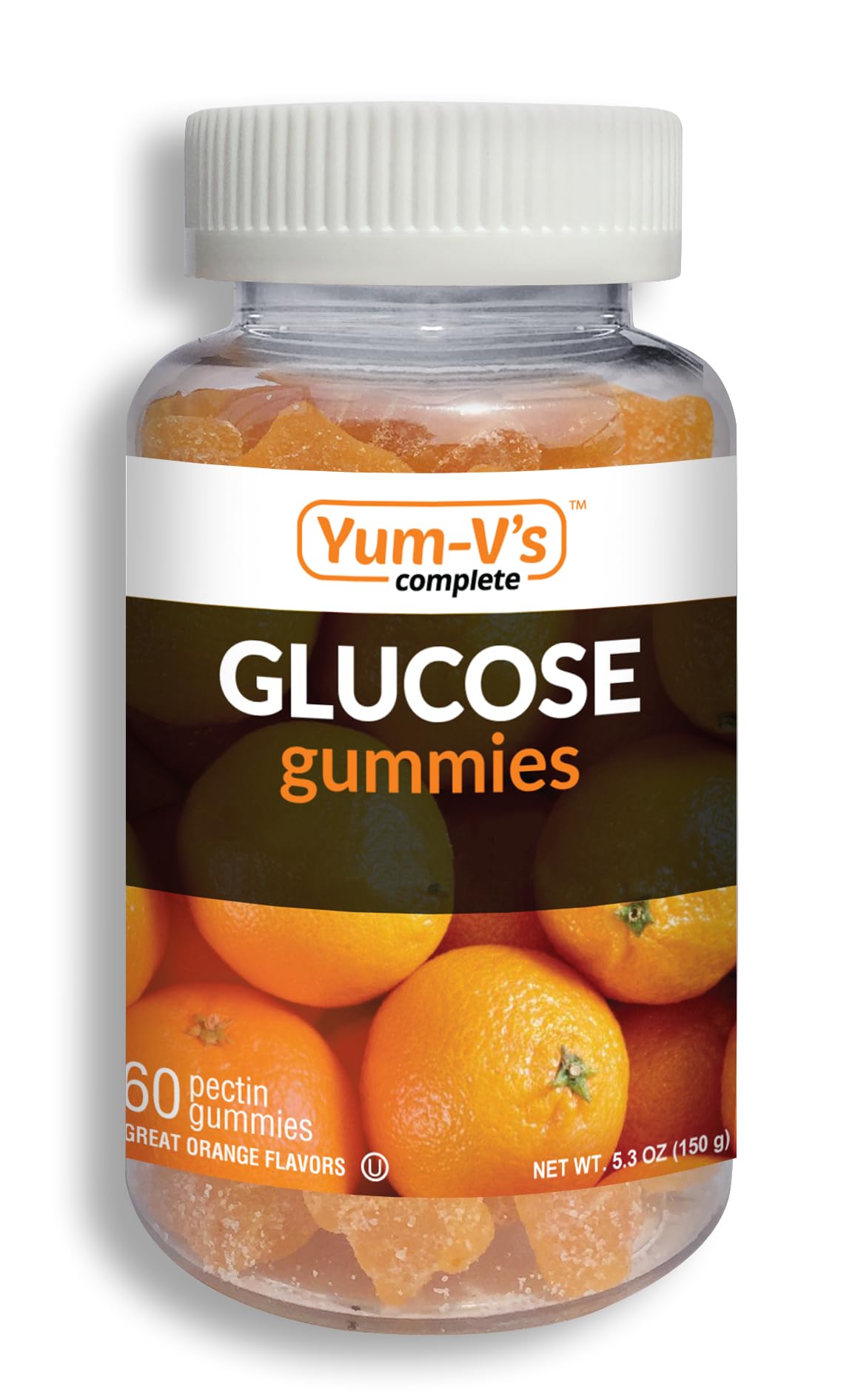 YUM-V'S YumVs Complete Glucose Gummies - Orange Flavor (60 Count) | Chewable Nutritional Supplement for Men & Women | Vegan, Gluten Free, Kosher, Halal Certified | Perfect for Energy Boost During Workouts, Travel & Daily Wellness