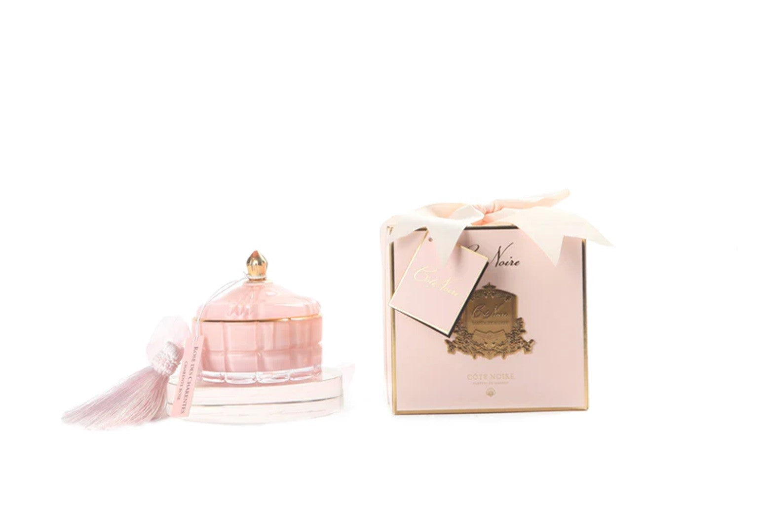Cote Noire Pink & Gold Art Deco Scented Candle - Pink Champagne Fragrance for Home Decor, Romantic Dinners & Relaxation