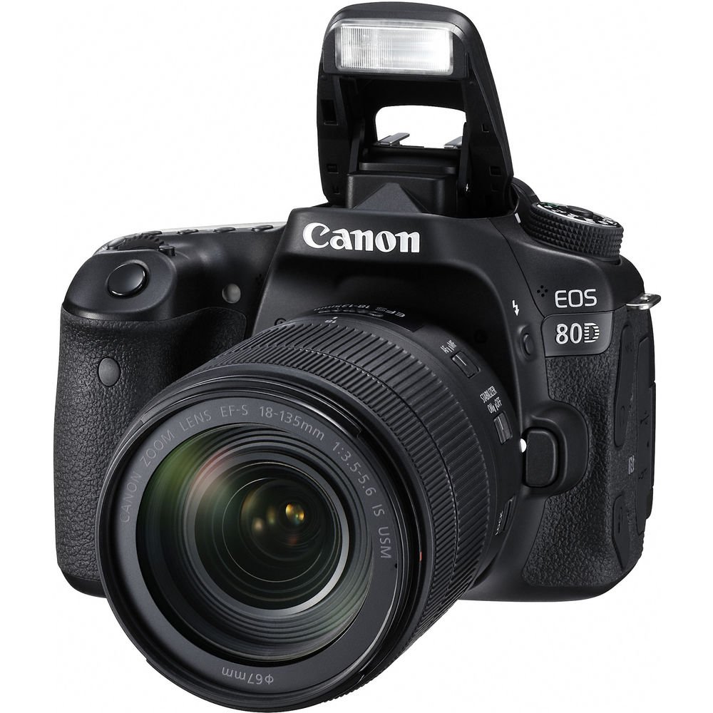 Canon EOS 80D DSLR Camera Bundle with 18-135mm Lens, 4K Monitor, Pro Audio Gear & 64GB Memory Cards - Professional Photography Kit for Vlogging, YouTube & Travel (Renewed)