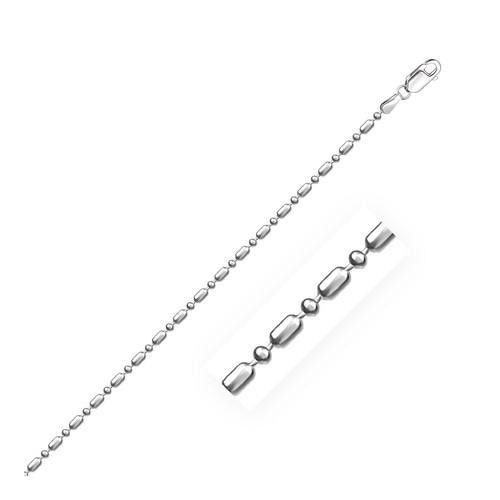 1.5mm Sterling Silver Rhodium Plated Bead Chain Necklace 20 Inch - Elegant Jewelry for Women, Gift for Her, Perfect for Daily Wear & Special Occasions