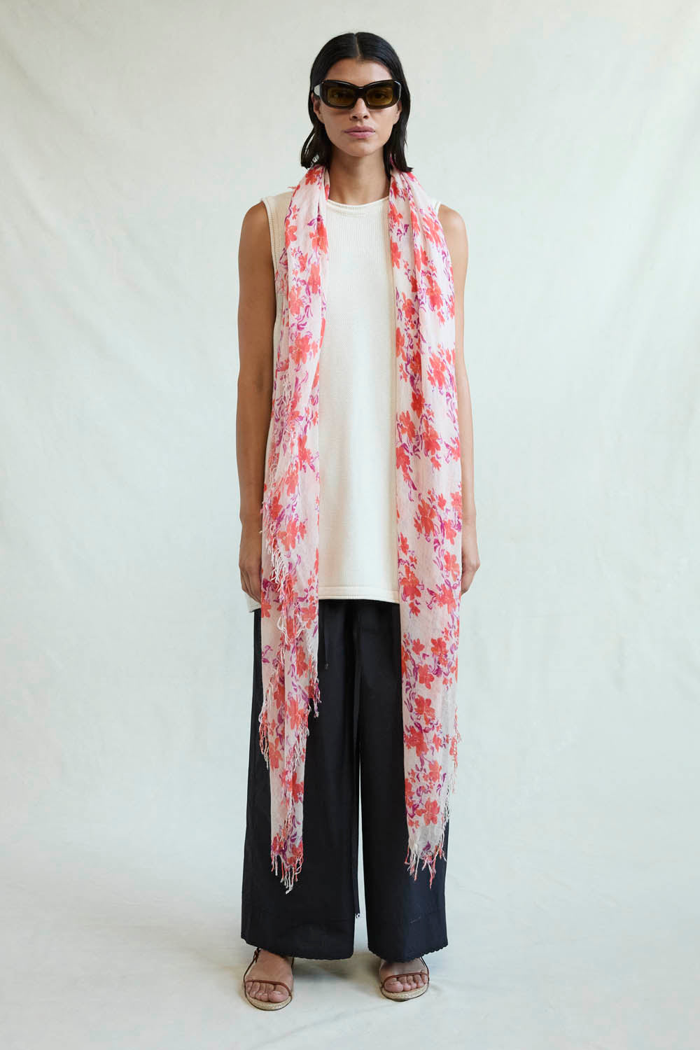 Luxury Cashmere and Silk Scarf - Poppy Floral Design - Soft Winter Wrap for Women - Perfect for Office, Travel and Gift Giving
