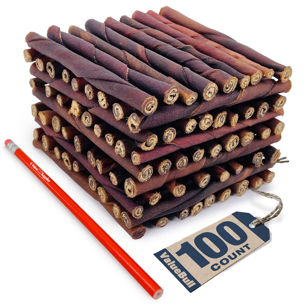 ValueBull USA 5-Inch Collagen Twists for Dogs - Natural & Safe Single Ingredient Chews, Long-Lasting Bully Sticks Alternative to Rawhide, 100-Count Bulk Pack for Hip & Joint Health, Skin & Coat Care - Perfect for Training, Teething, and Dental Hygiene