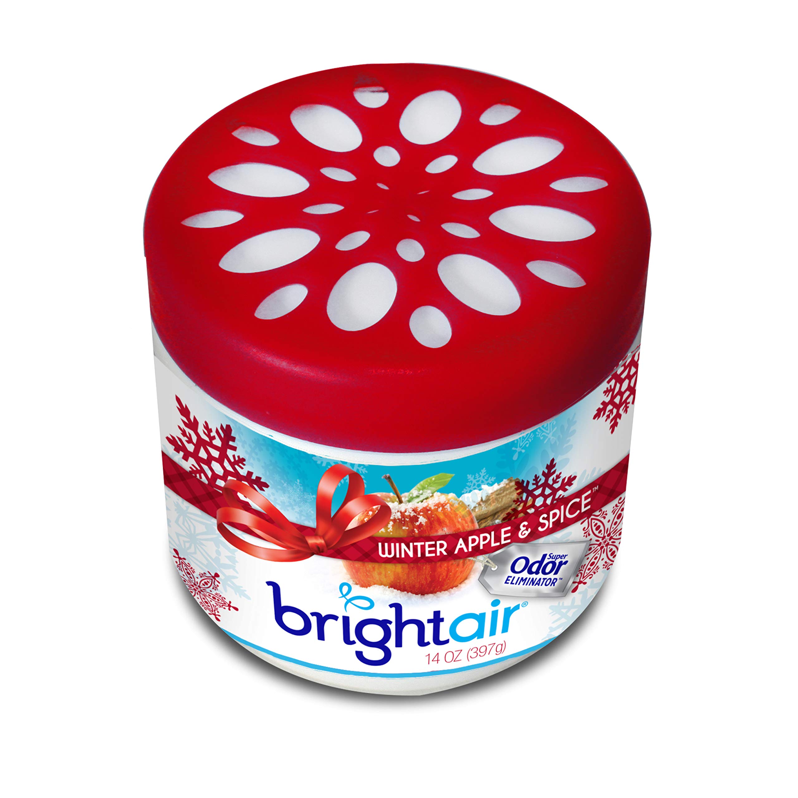 Bright Air Solid Air Freshener & Odor Eliminator - Winter Apple Spice Scent, 14oz (6-Pack) | Long-Lasting Fragrance for Home, Office, Car & Bathroom