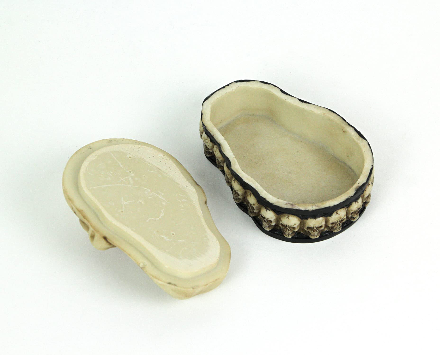 Handcrafted Gothic Human Skull Jewelry Box with Gemstone Eyes - 4.5 Inch Dark Decor Trinket Case for Rings & Necklaces - Perfect for Bedroom Vanity, Bathroom Storage & Halloween Home Decor