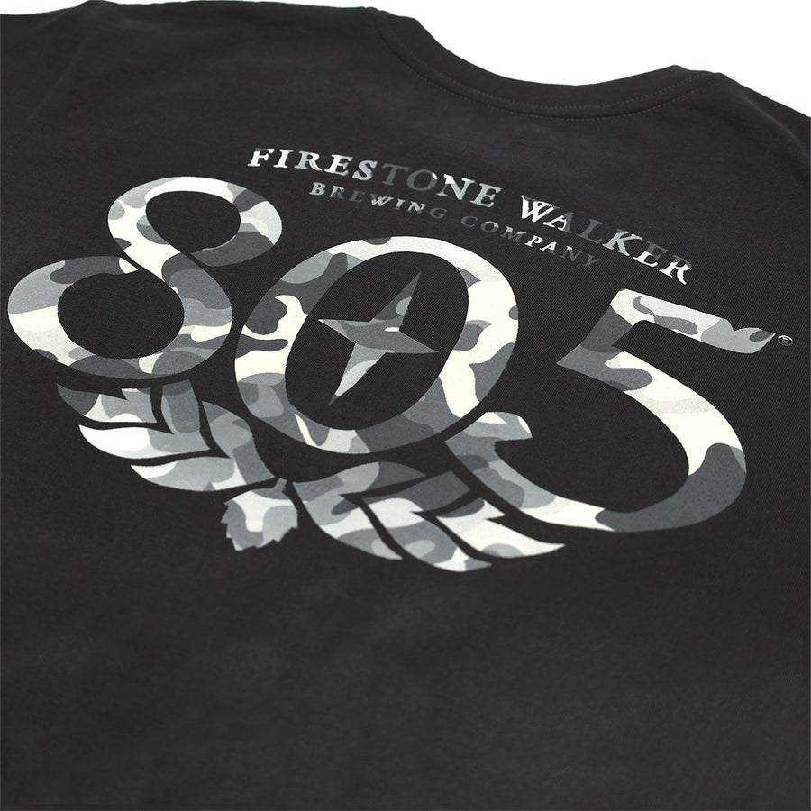 805 Premier Original Short Sleeve T-Shirt - Black Camo Print - Casual Streetwear for Men | Perfect for Everyday Wear, Gym, and Outdoor Activities