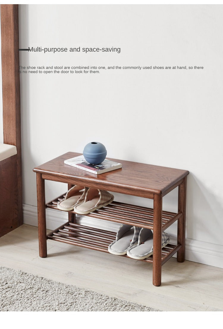Solid Oak Wood Shoe Storage Bench with Seat | Entryway Organizer for Shoes, Boots & Accessories | Perfect for Hallway, Mudroom & Bedroom Storage