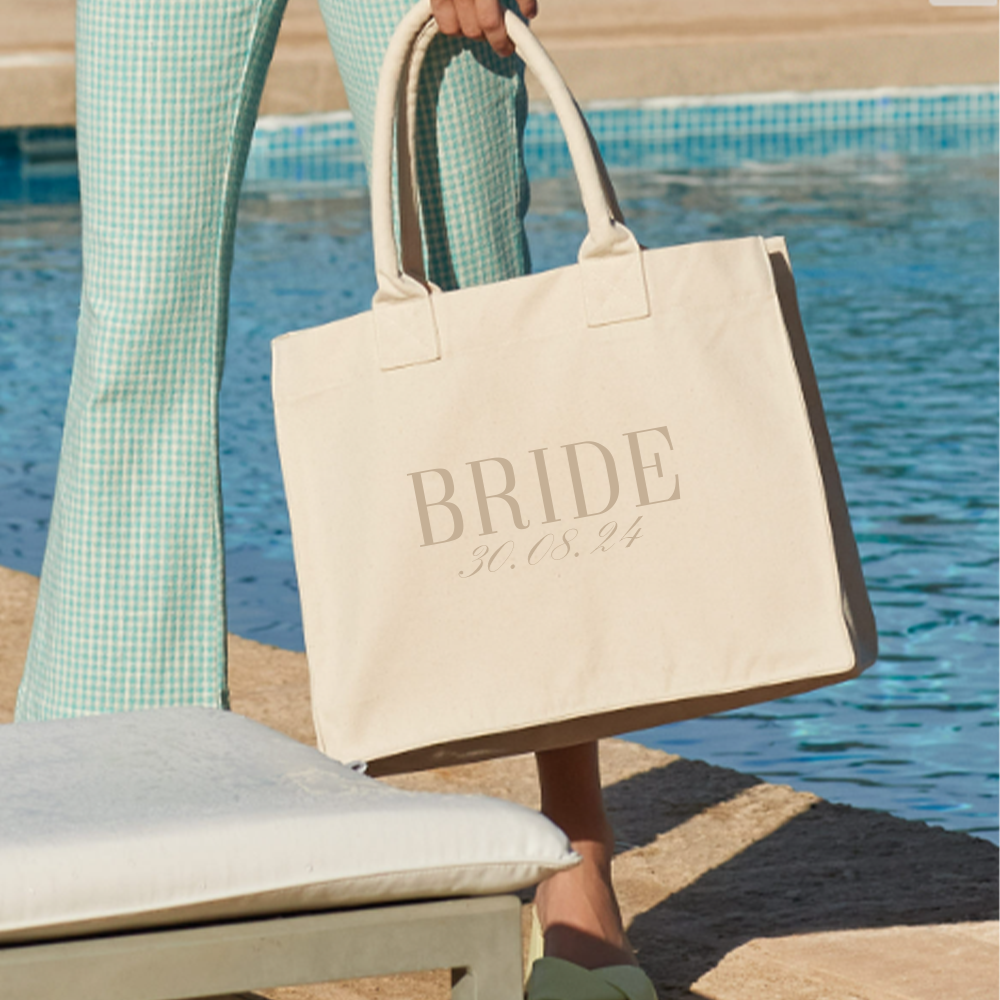 Bride Established Resort Canvas Bag - Stylish & Durable Tote for Weddings, Travel & Beach - Perfect for Bridal Showers, Honeymoon & Vacation Essentials