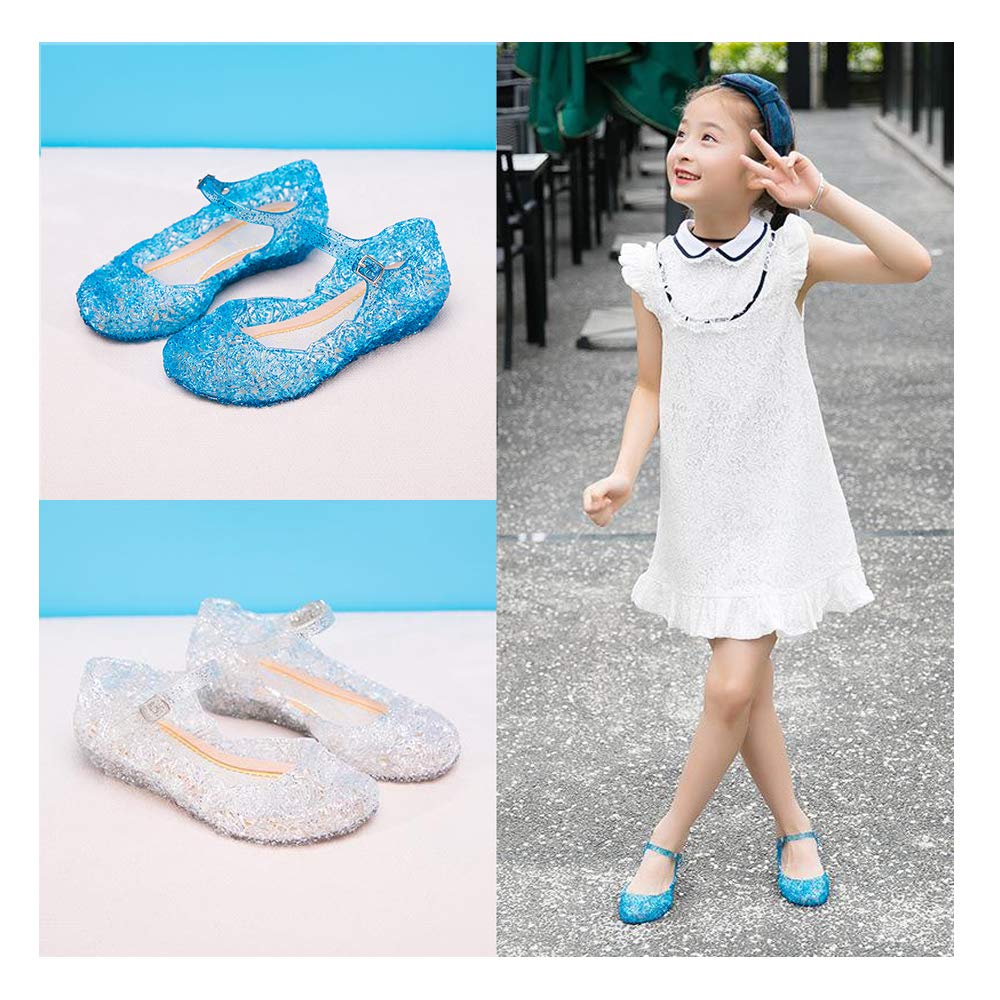 TechCity Princess Girls Sandals - Kids Toddler Mary Jane Jelly Shoes for Dress Up, Dance Party & Cosplay | Perfect for Birthday Parties, School Plays & Costume Events