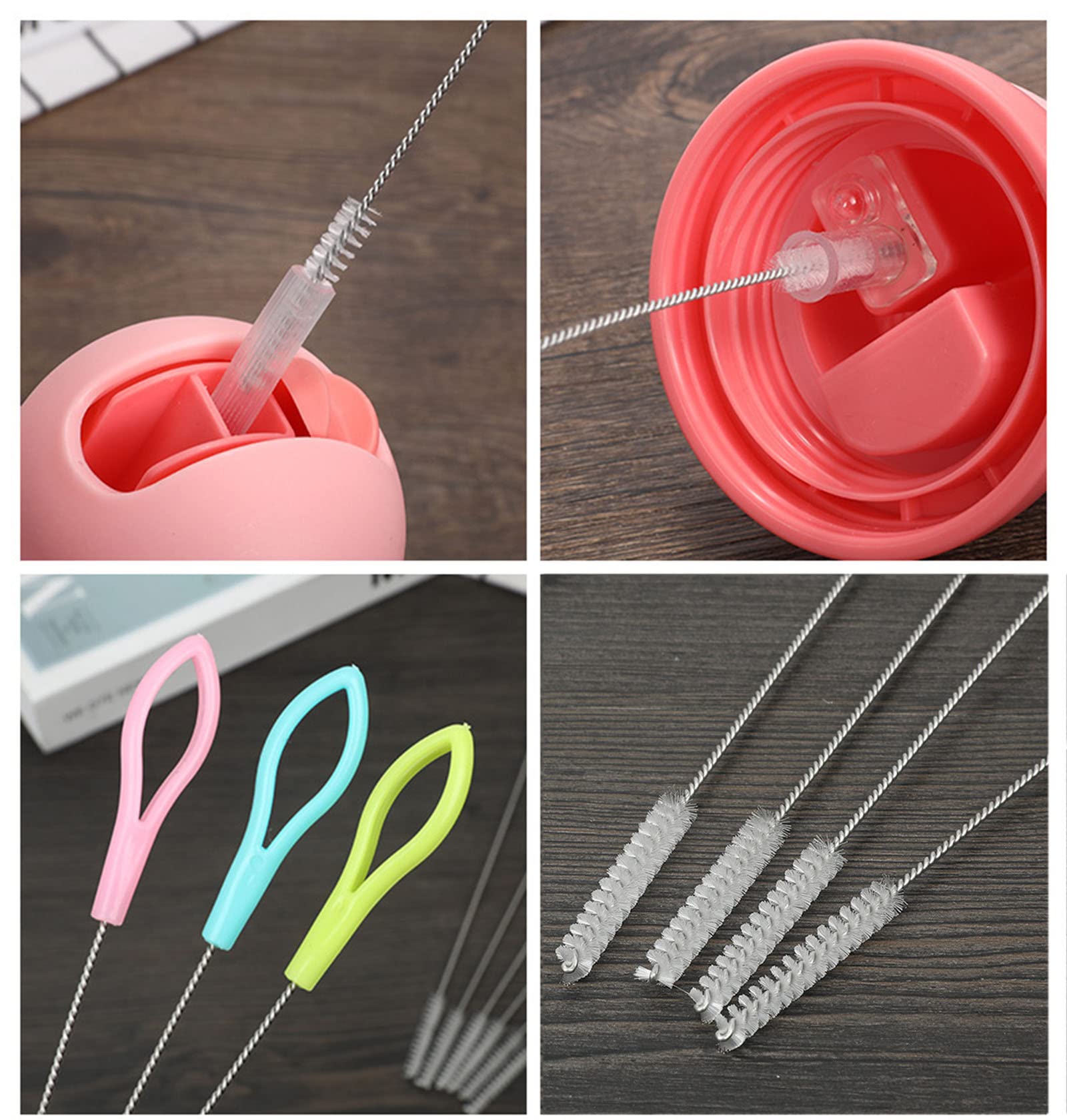 **Reusable Straw Cleaning Brush Set - 4 Pack Nylon Bottle Brushes for Baby Bottles, Water Cups, Test Tubes & Drink Straws | Perfect for Home, Travel & Kitchen Use**