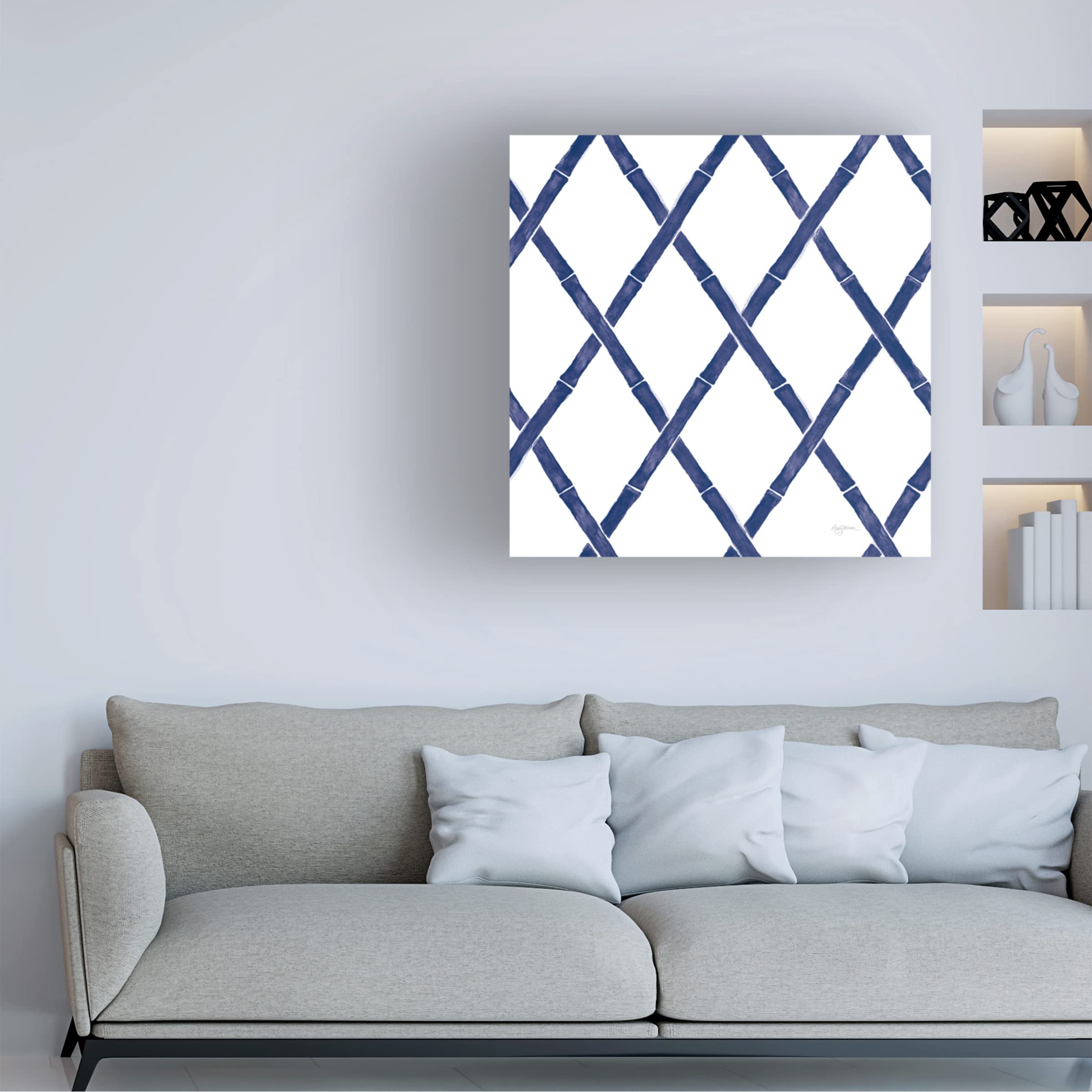 Mary Urban 'Everyday Chinoiserie Pattern IVB' Canvas Wall Art - Handmade Asian-Inspired Home Decor for Living Room, Bedroom & Office