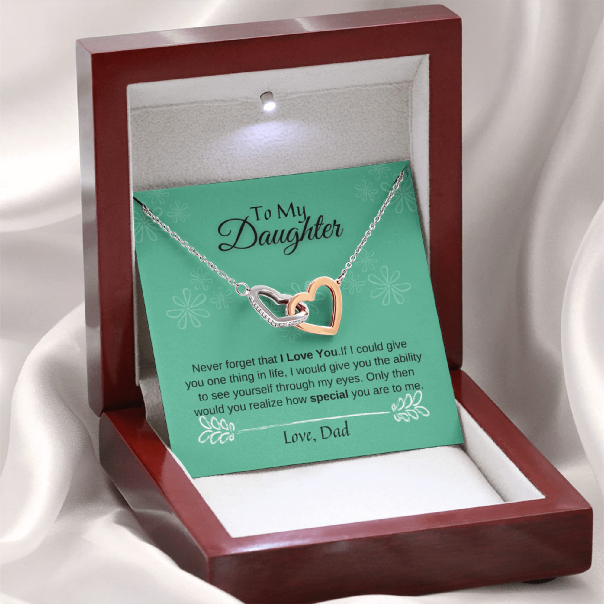 Personalized Custom Necklace for Daughter - Engraved Jewelry Gift with Message Card & Gift Box - Perfect for Christmas, Graduation, Birthday - Thoughtful Present from Mom & Dad - Ideal for Everyday Wear, Special Occasions & Keepsake Memories