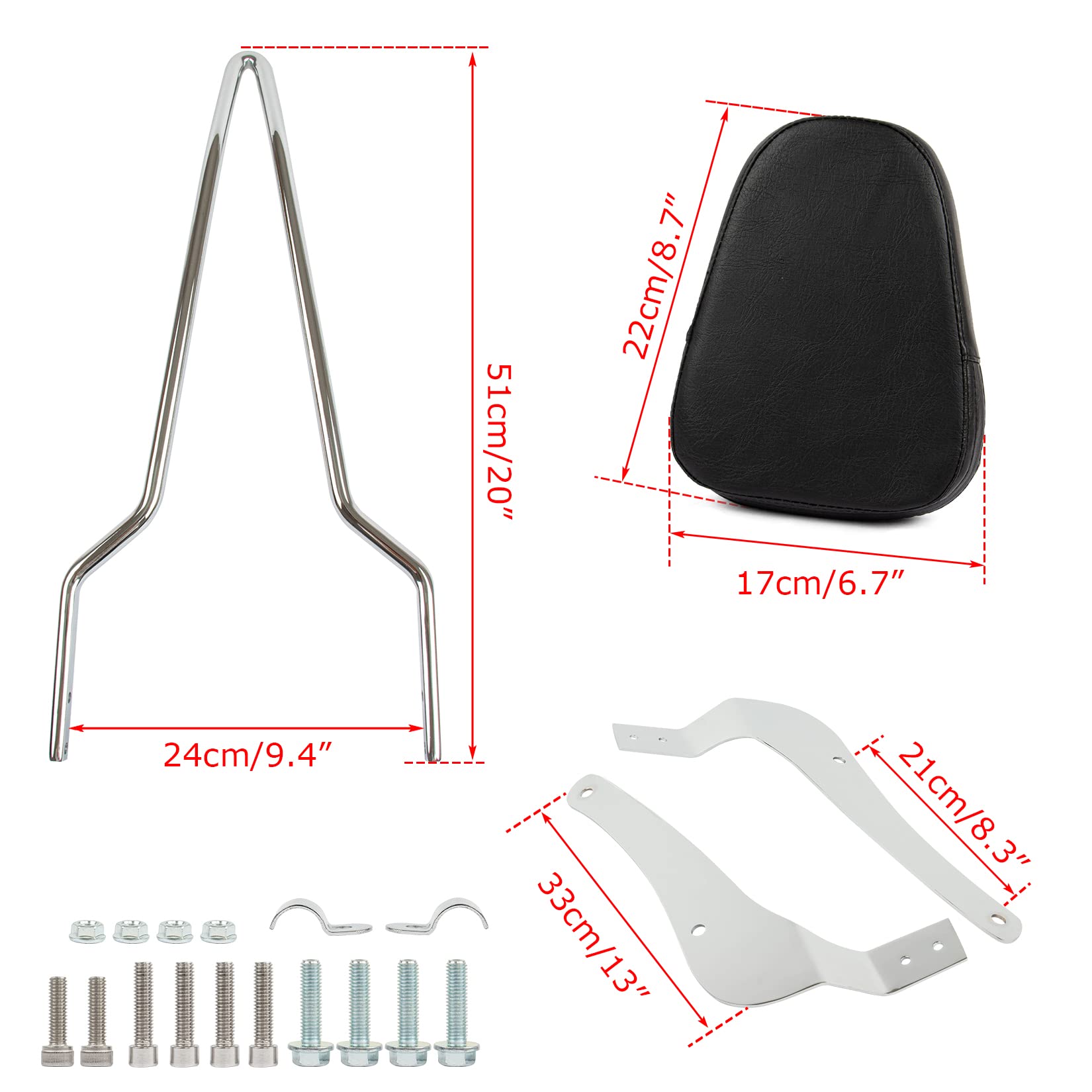 Motorcycle Passenger Backrest Sissy Bar with Luggage Rack & Comfort Pad Kit - Fits Suzuki Boulevard VL400 VL800 M50 C50 - Perfect for Long Rides and Touring Comfort