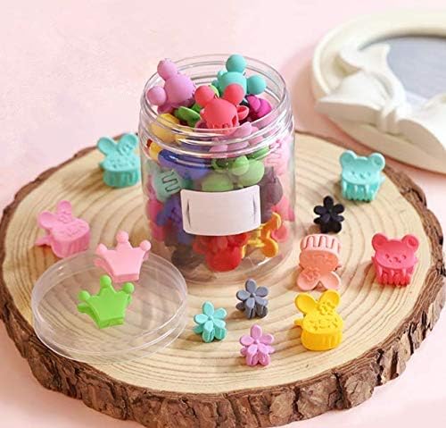 50 Piece Mini Hair Pins Set - Magnoloran Hair Claw Clips, Snap Barrettes & Hair Bows for Toddlers, Baby Girls, Kids & Women - Cute Animal & Floral Hair Accessories (Flower, Crown, Rabbit, Bear) - Perfect for School, Parties & Daily Styling