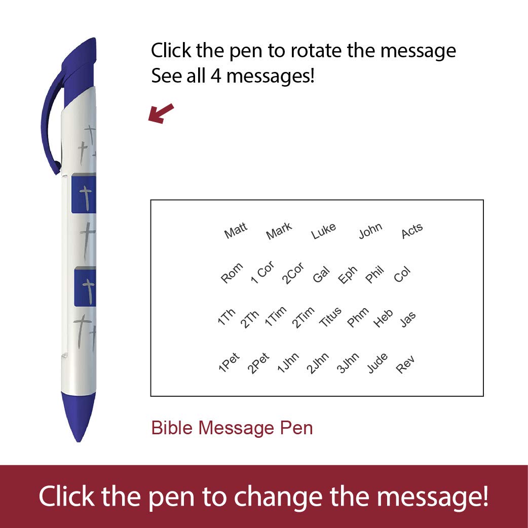 Bible Scripture Pens Set - 10 Commandments & Books of the Bible Rotating Message 6-Pack (36070) - Perfect for Christian Gifts, Bible Study & Church Events