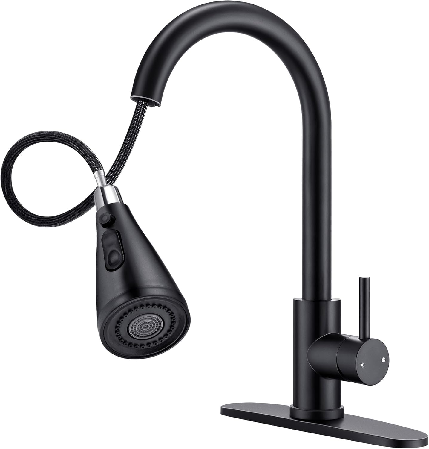Black High Arc Single Handle Kitchen Faucet with Pull Down Sprayer, Commercial Modern Stainless Steel Faucet for RV, Home, and Restaurant Use