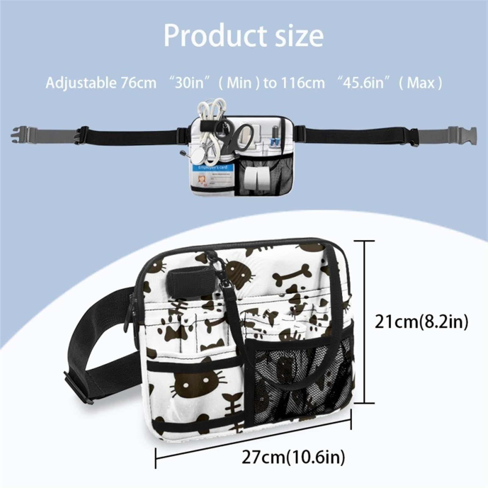 Multifunctional Nurse Cartoon Cat Waist Bag for Women - Large Capacity Adjustable Grooming Belt with Strap Holder | Perfect for Healthcare Workers, Nurses & Medical Professionals