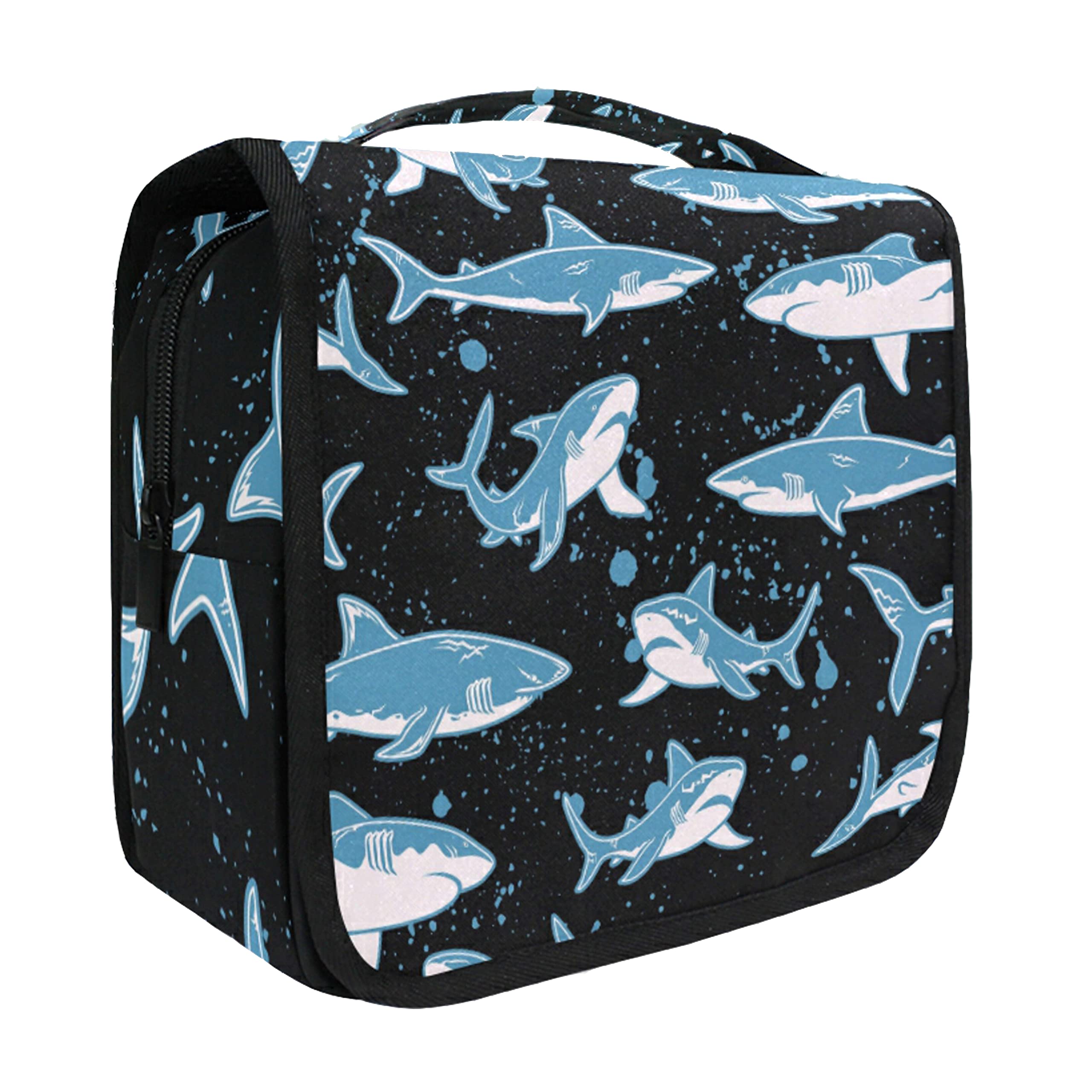 **Senya Hanging Travel Toiletry Bag Kit for Men & Women – Waterproof Cosmetic Organizer with Shark Design – Perfect for Camping, Gym, Business Trips & Vacation**