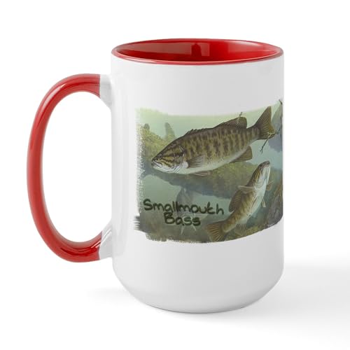 White/Red Inside - Smallmouth Bass, Fish Large Mug