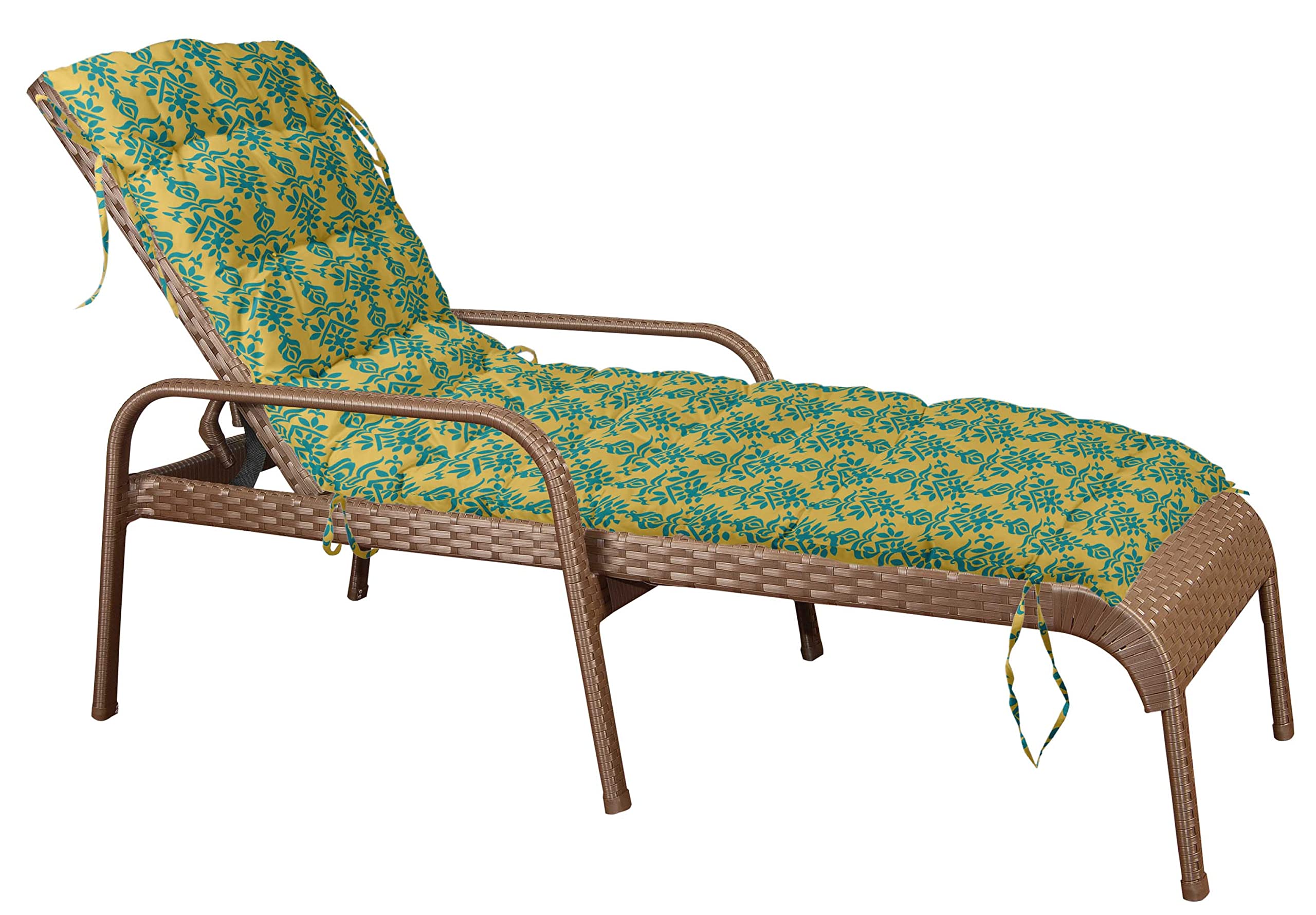 Quilted Thick Padded Seat Cushion for Rocking Chair, Sofa & Recliner - 74 x 23 Inches with Ties - Yellow Outdoor Garden & Terrace Bench Cushion - Perfect for Patio, Deck, and Sunroom Relaxation