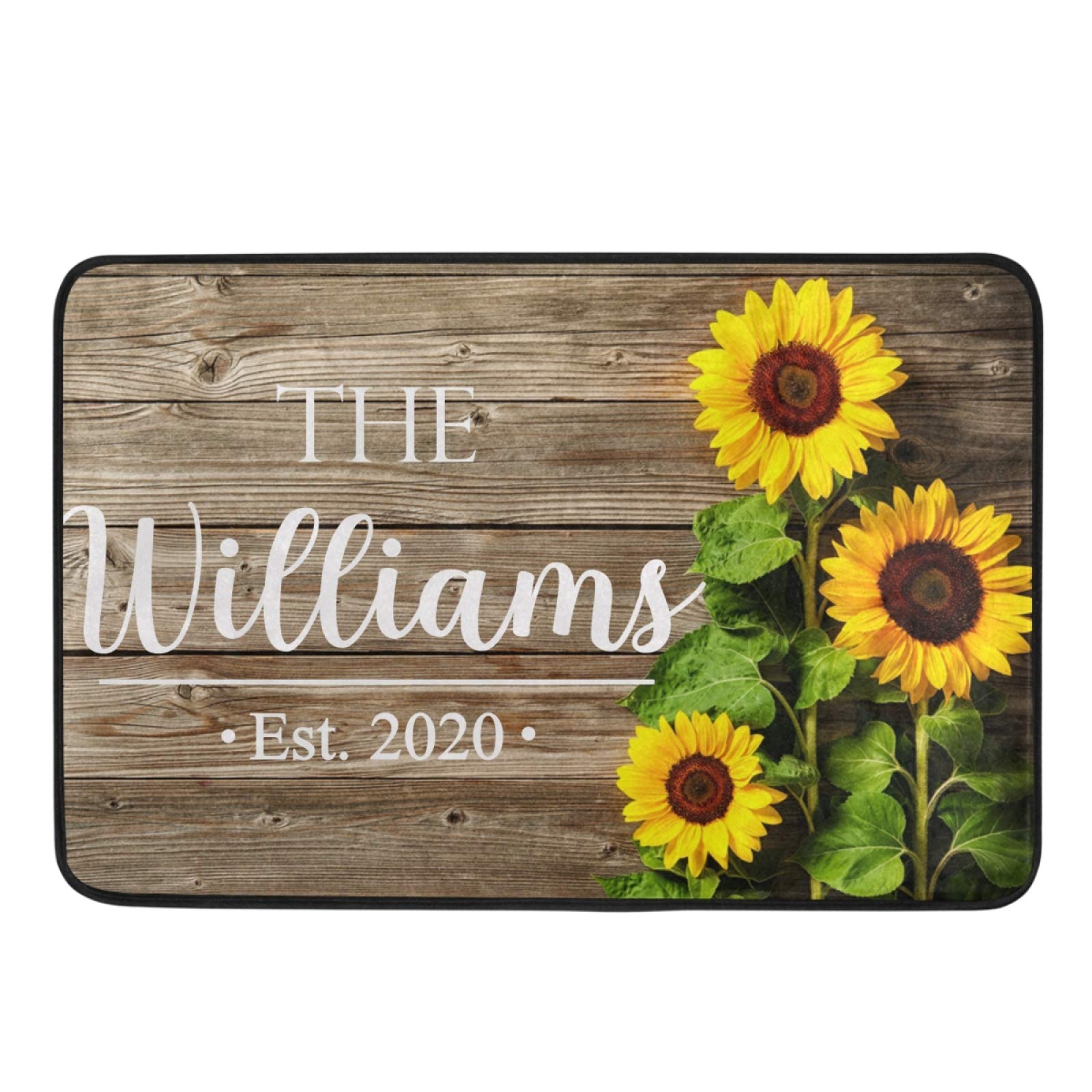 Custom Sunflower Door Mat 23x16 - Non-Slip Personalized Welcome Mat for Home Entryway & Kitchen
