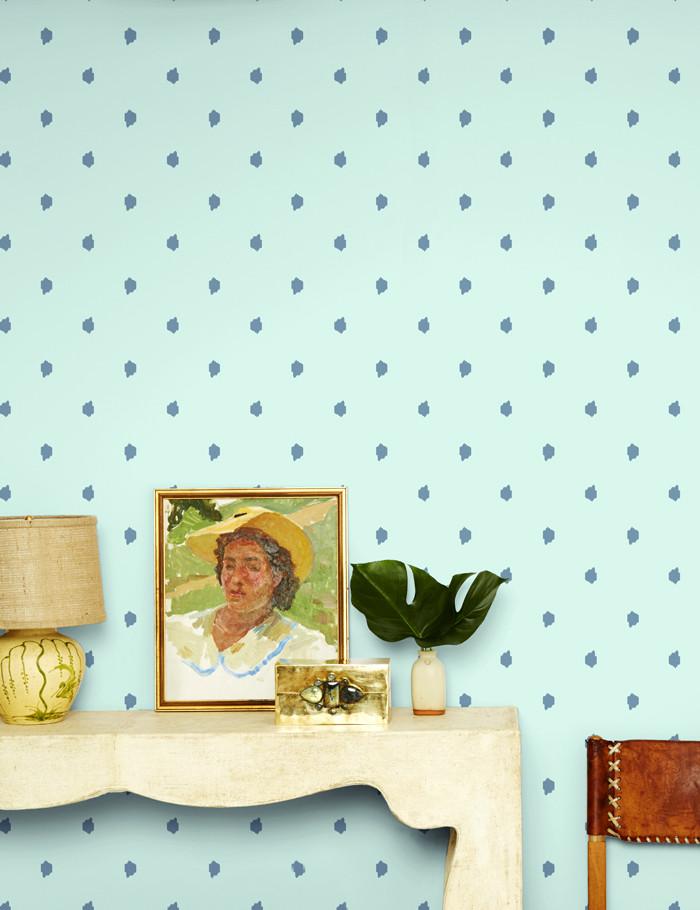 Wallshoppe Medina Dot Wallpaper - Aloe, Whale, Aqua Design - Perfect for Nursery, Bedroom & Living Room Decor