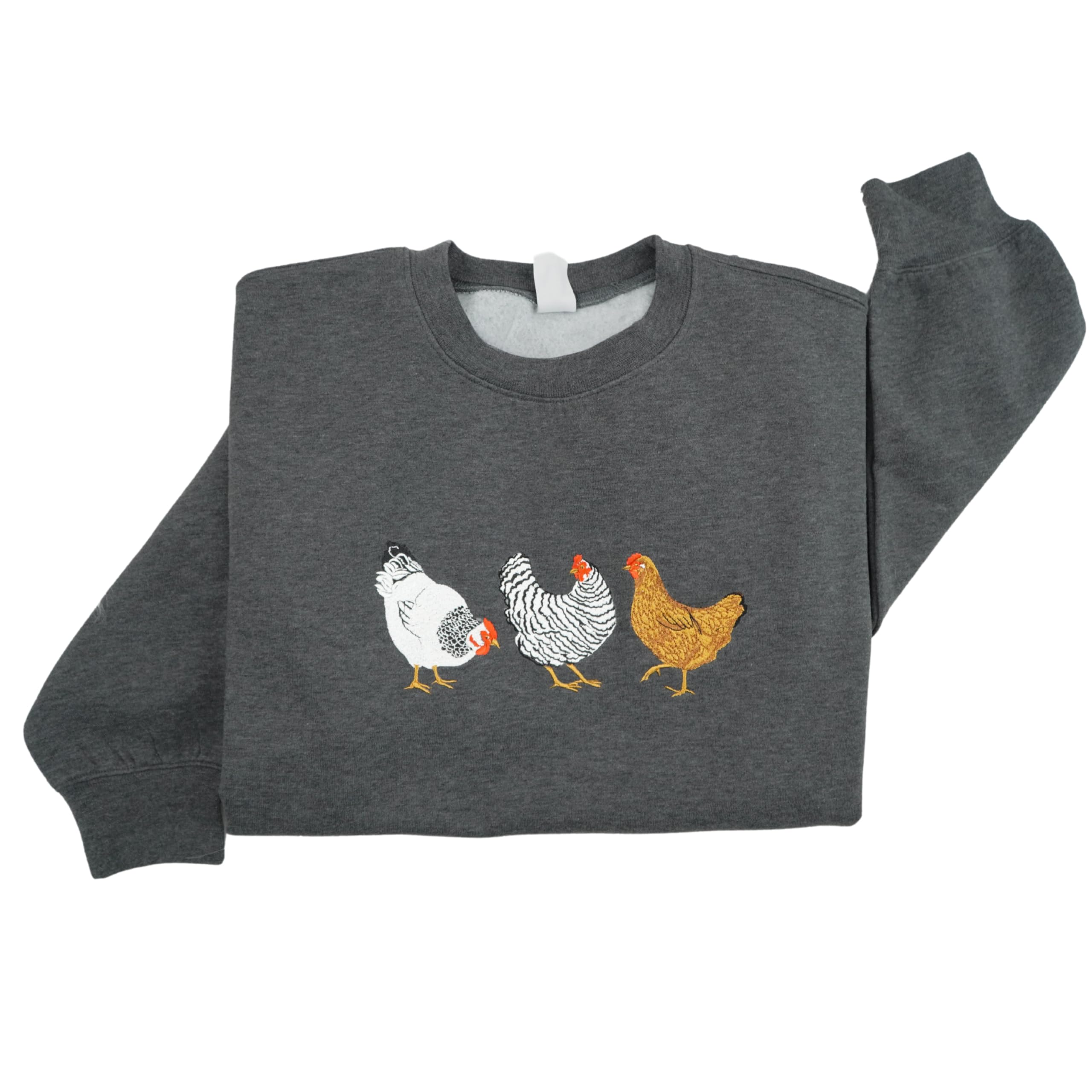 Chicken Sweatshirt for Women - Embroidered Chicken Lover Gift, Funny Chicken Mom Shirt - Perfect for Poultry Enthusiasts, Farm Life & Casual Wear