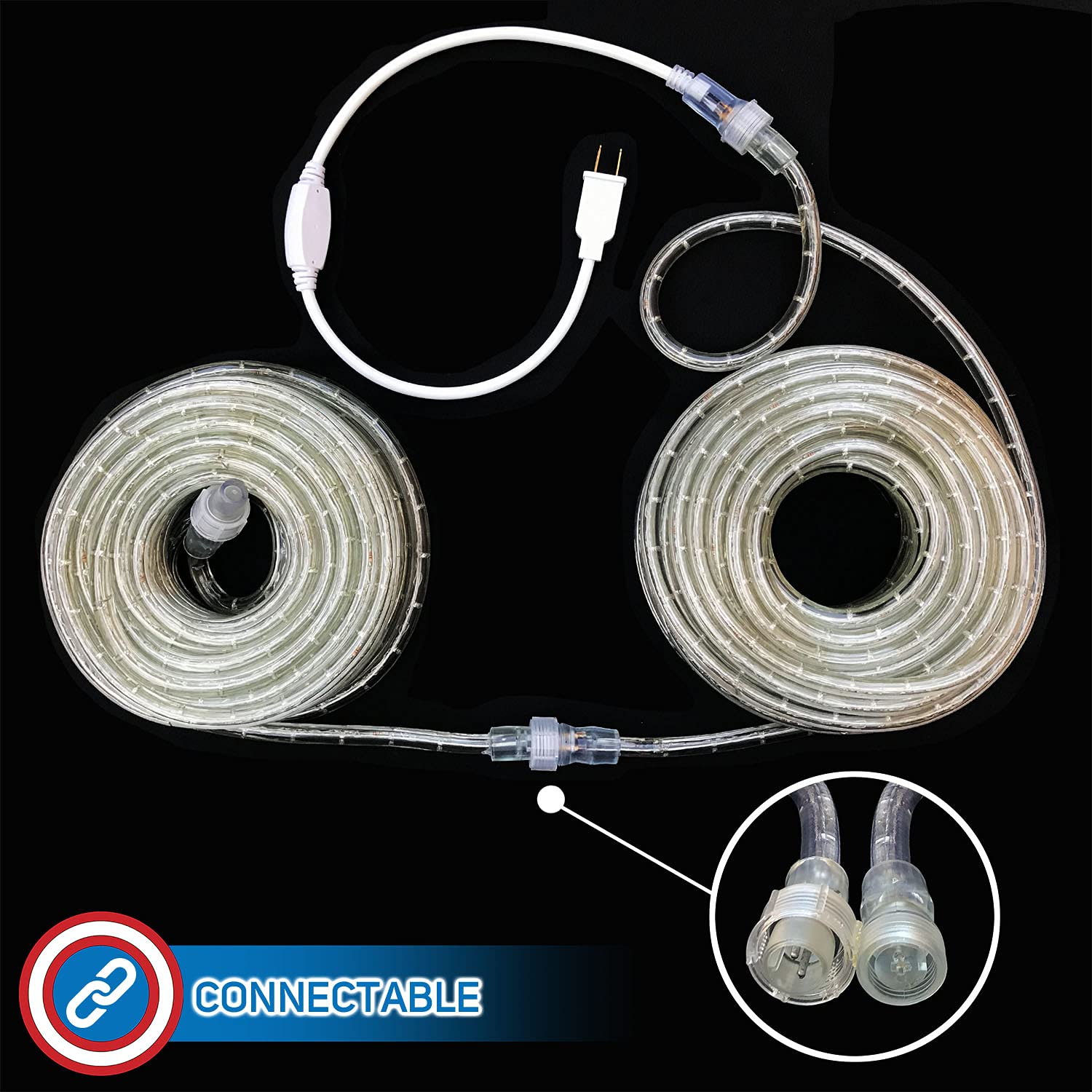 Russell Decor 30ft LED Rope Lights - Warm White for Christmas, Outdoor Trees & Patio Decor