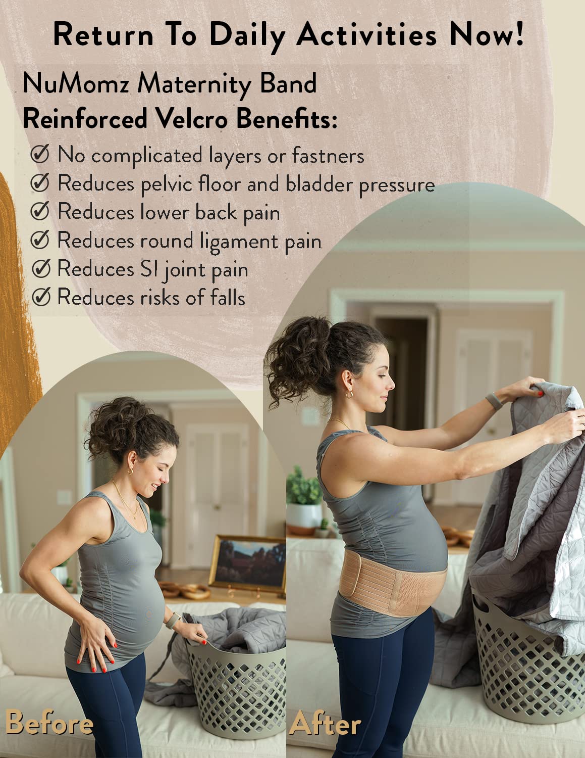 Maternity Belly Band for Pregnant Women - Adjustable Pregnancy Support Belt for Hip, Back & Pelvic Pain Relief | One Size Fits XS-XXL | Breathable & Machine Washable | Perfect for Workouts, Walking & Daily Comfort (Black)