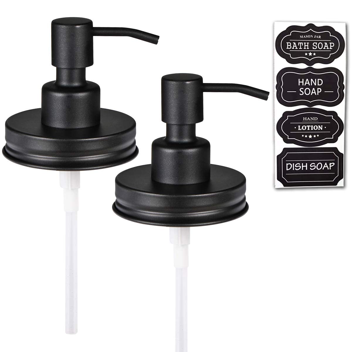 Amolliar Mason Jar Liquid Soap Dispenser Lid - 2 Pack Rustproof Stainless Steel Replacement Pump for Kitchen, Bathroom & Farmhouse Decor | Hand Soap, Dish Soap & Lotion Dispenser - Perfect for Rustic Home, Wedding Decor & DIY Projects