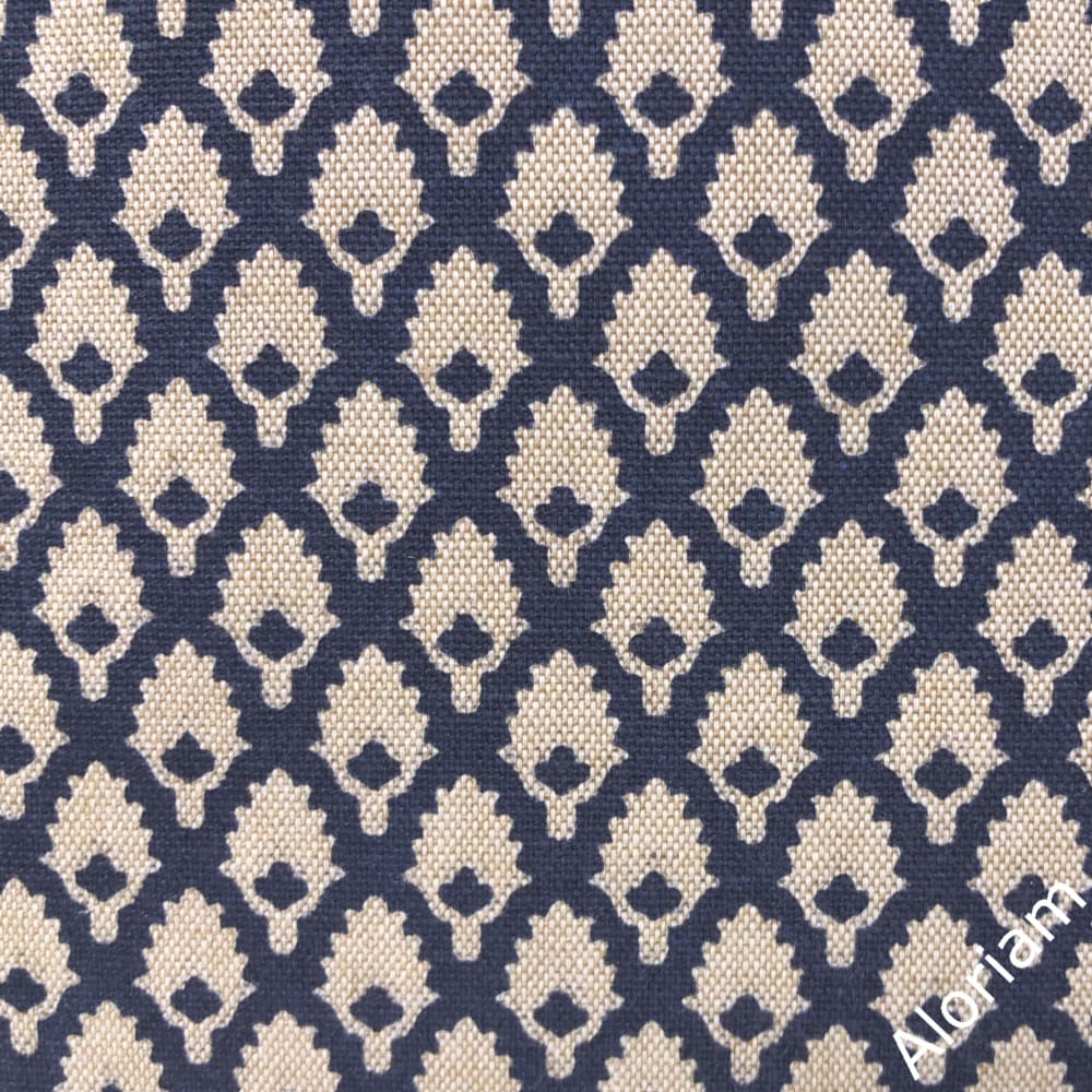Calais Indigo Blue Beige Linen Pillow Cover - Premium Lacefield Designs Fabric - Perfect for Sofa, Bed & Home Decor
